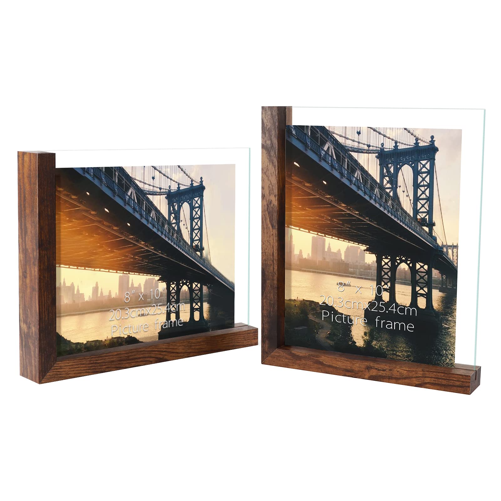 Buy 8x10 Picture Frames Set of 2, Rustic L Shaped Double Sided Frame