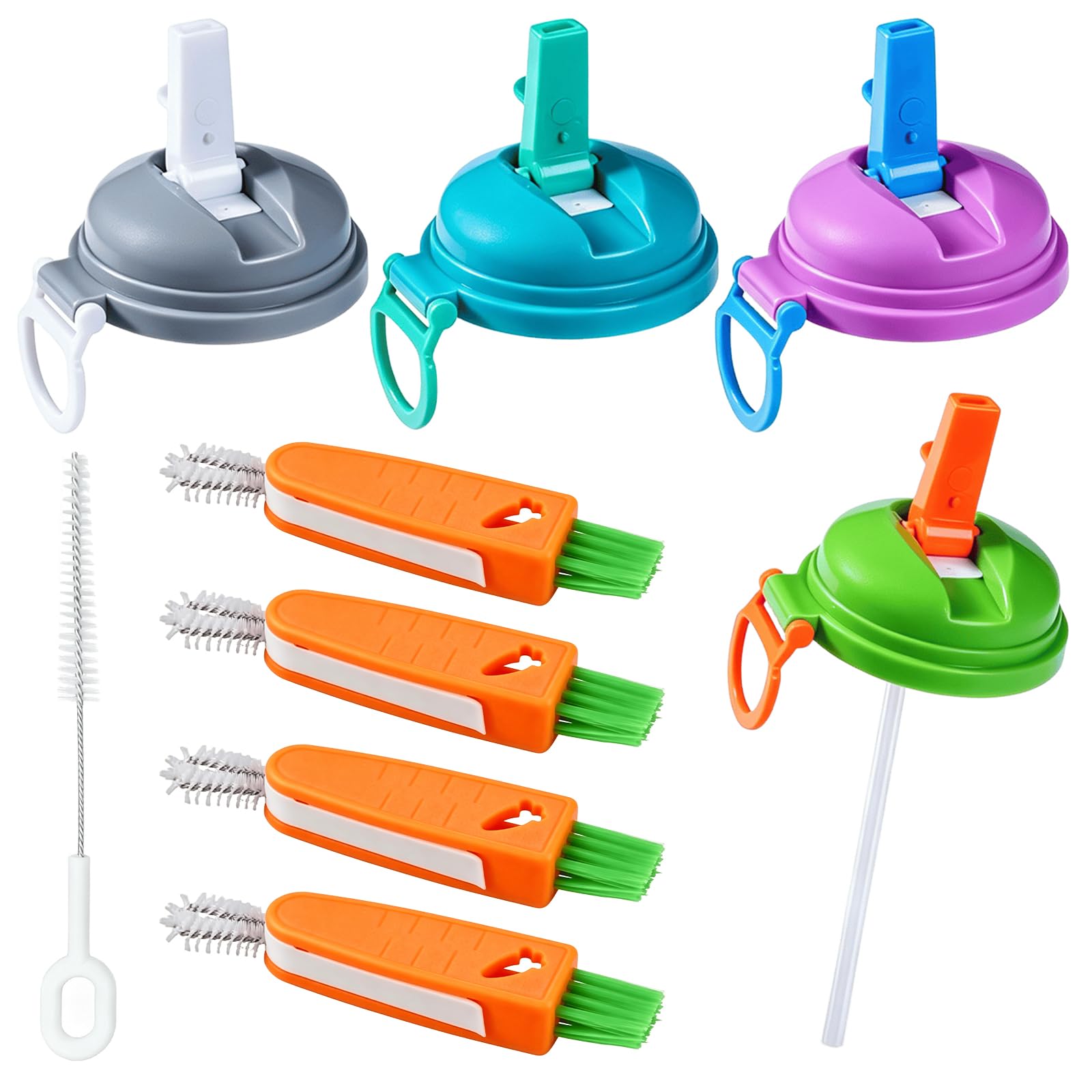 Heropen 4PCS Leak Proof Reusable Soda Can Lids With Straw Accessory Set