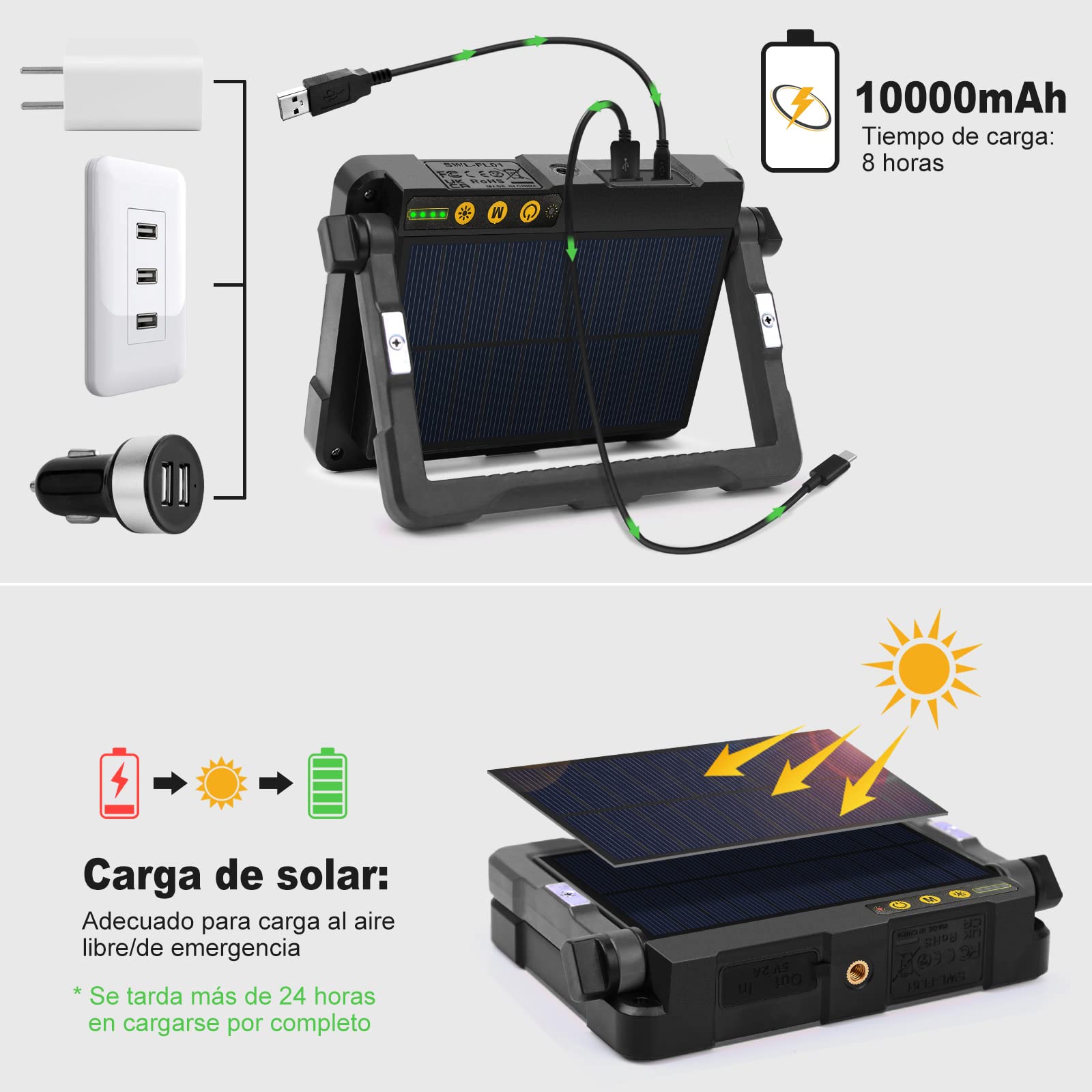 Projecteur LED Rechargeable Chantier 20W Projecteur LED Portable 4400mAh Lampe Chantier Lampe De Travail Avec Usb Lumieres De Securite Durgence 360 Pour Garagechantiercamping 91515523