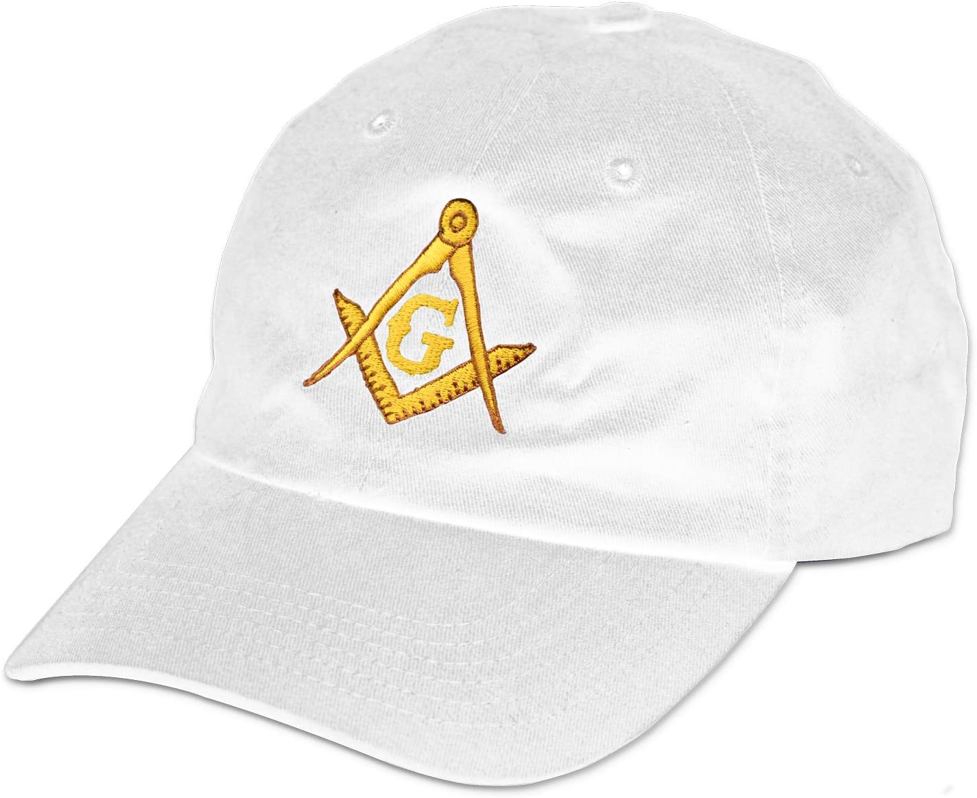 Gold Square & Compass Embroidered Masonic Brushed Twill Unstructured Hat