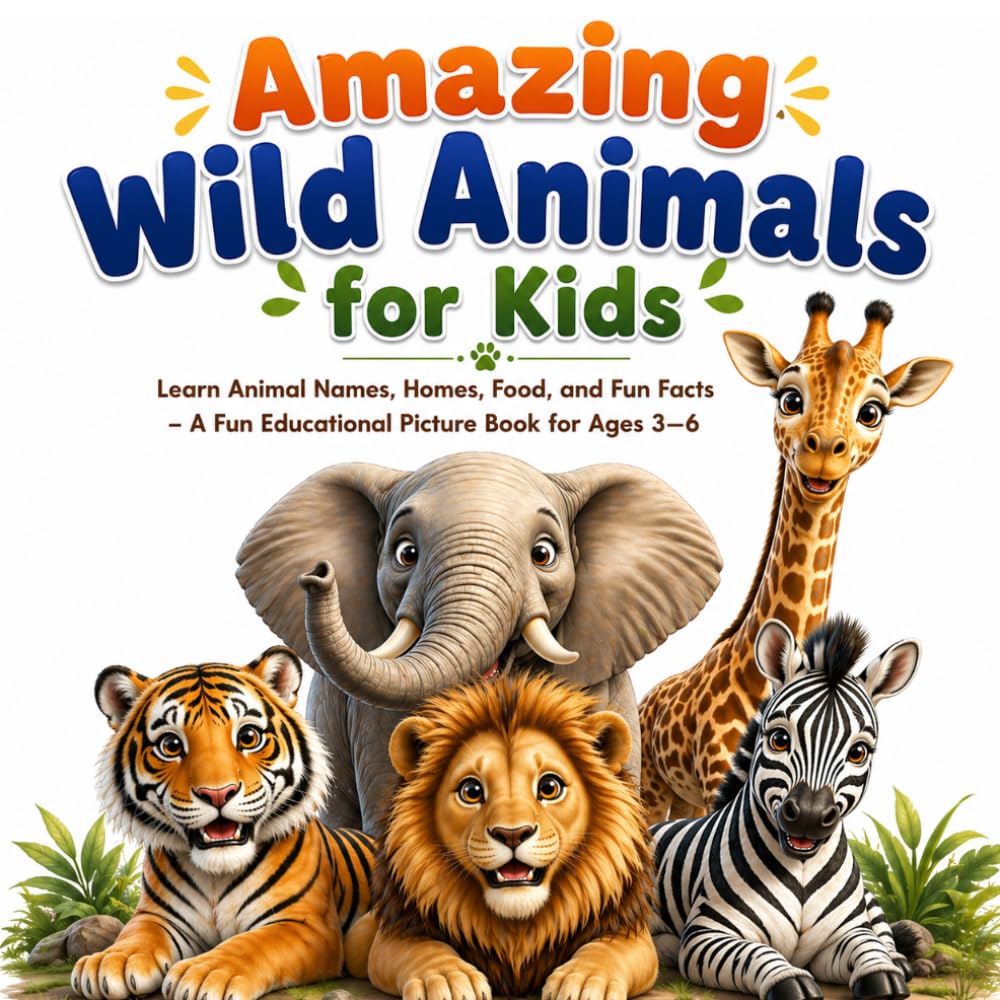 Amazing Wild Animals for Kids: Learn Animal Names, Homes, Food, and Fun Facts – A Fun Educational Picture Book for Ages 3–6