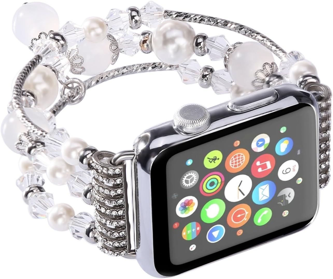 Carhope Compatible Apple Watch Band 38mm/42mm, Fashion Beaded Bracelet Faux Pearl Natural Stone Bracelet Replacement iWatch Strap Women Girls for Apple Watch Series 3 Series 2 Series 1 All Version