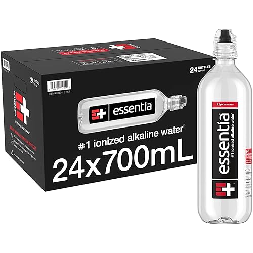 Essentia Water LLC, Ionized Alkaline Bottled Water; 99.9% Pure, Infused with Electrolytes, 9.5 pH or Higher with a Clean, Smooth Taste, 23.67 Fl Oz (Pack of 24)