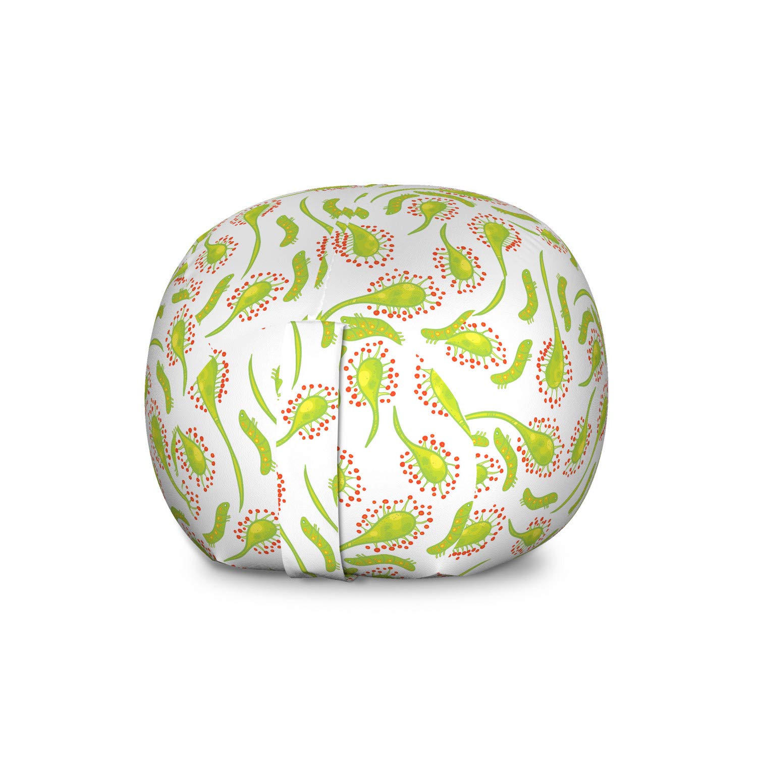 Ambesonne Foliage Storage Toy Bag Chair, Sundew Plant and Larva Doodle Carnivorous Plant Illustratio