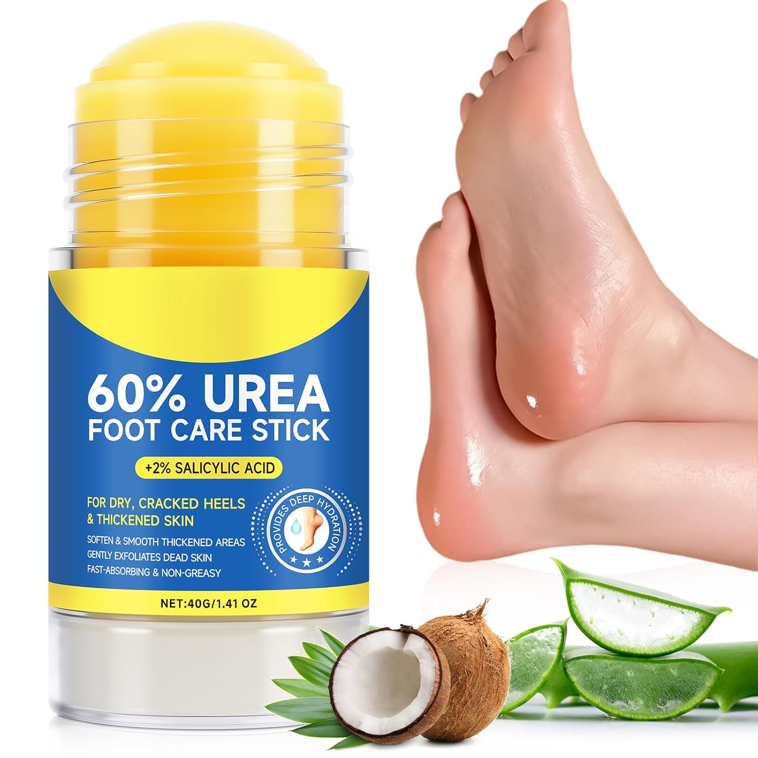 60% Urea Cream Stick with Salicylic Acid 2%, Severe Cracked Heel Repair Restoring Balm, Urea Hydrating Foot Cream, Foot Lotion Heel Stick Repairs and Hydrates Dry and Cracked Feet and Hand 60% Urea Cream Stick with Salicylic Acid 2%, Severe Cracked Heel Repair Restoring Balm, Urea Hydrating Foot Cream, Foot Lotion Heel Stick Repairs and Hydrates Dry and Cracked Feet and Hand