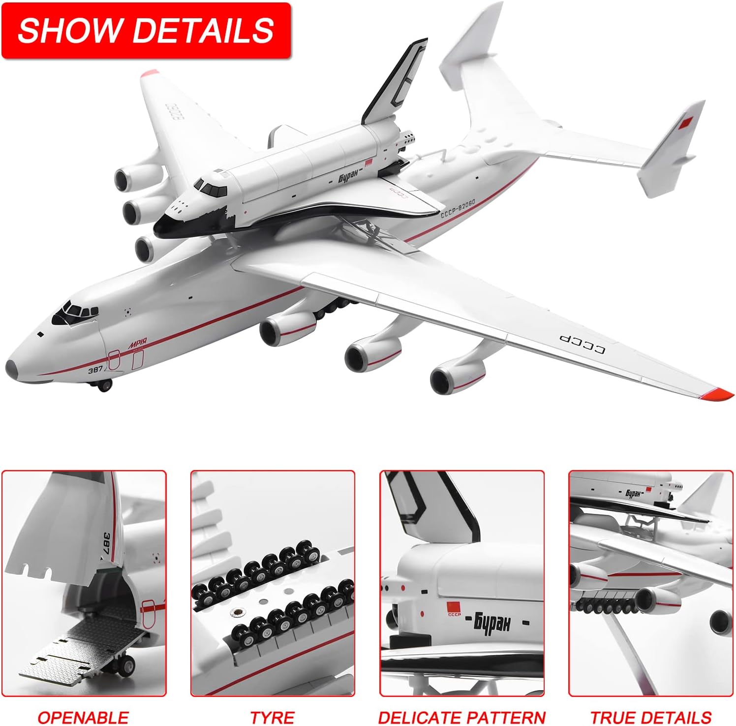 ARCADORA 1:200 Scale An-225 ANTONOV Carrying with Spaceshuttle BURAN Resin Aircraft Diecast Model for Collection