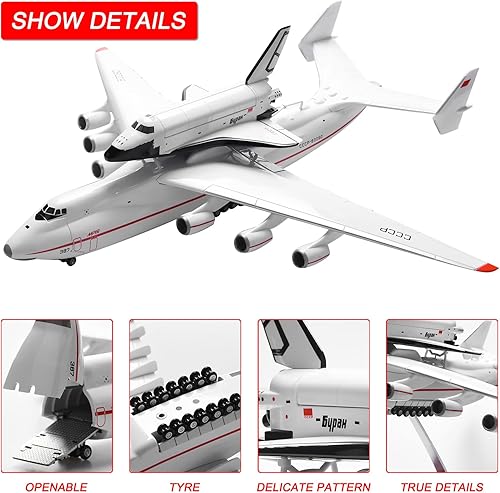 Miniatura 3 de ARCADORA Escala 1200 An-225 ANTONOV que lleva con espacialeshuttle BURAN Resina Aviones Modelo Diecast para Colección