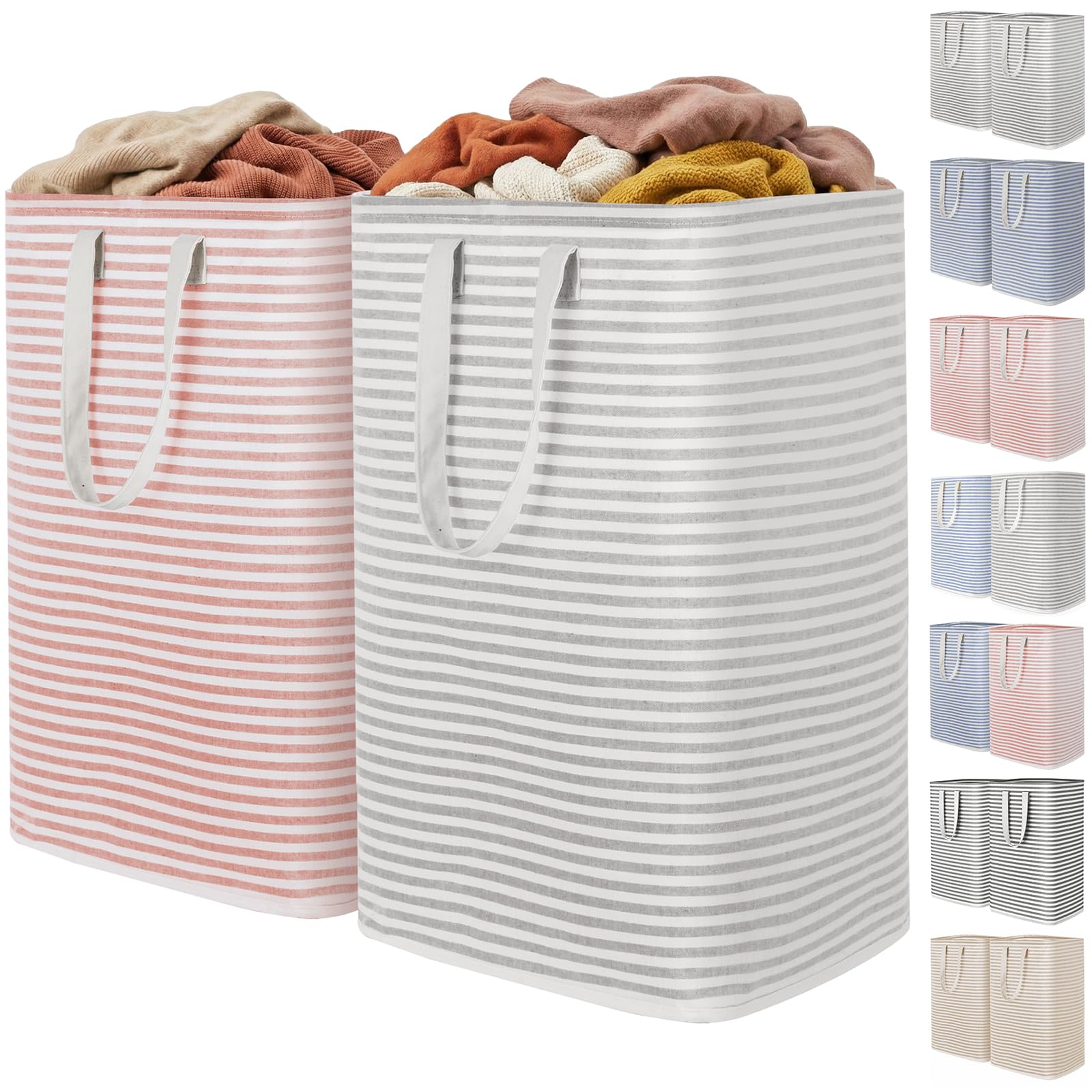 Lifewit 80L Large Laundry Baskets, Laundry Hampers Bags, 2 Pack, Grey&amp;Pink