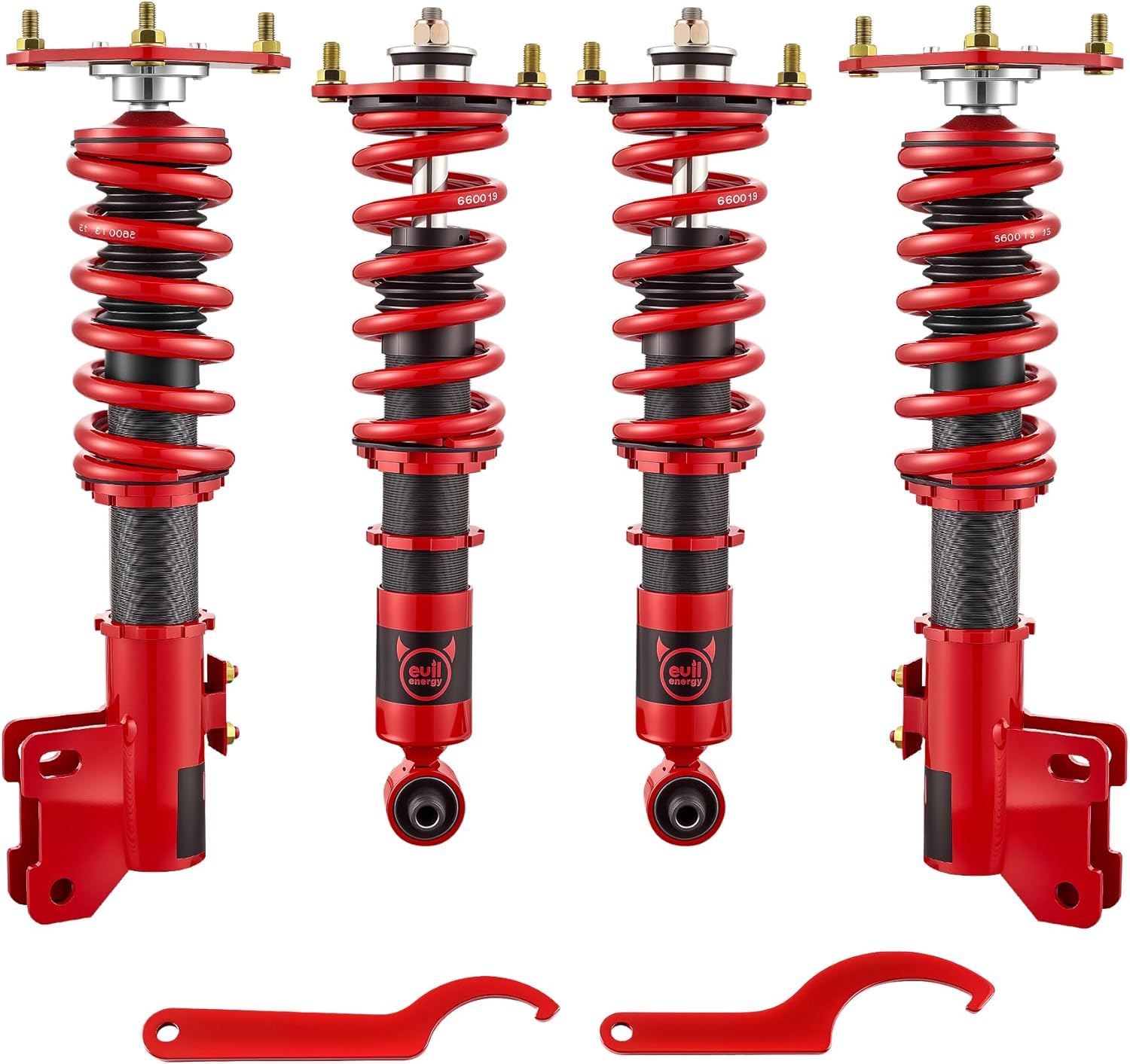 EVIL ENERGY Coilovers Compatible for Mitsubishi 3000GT 1991-1999, Height Adjustable Suspension Coilovers Lowering Kit, Red