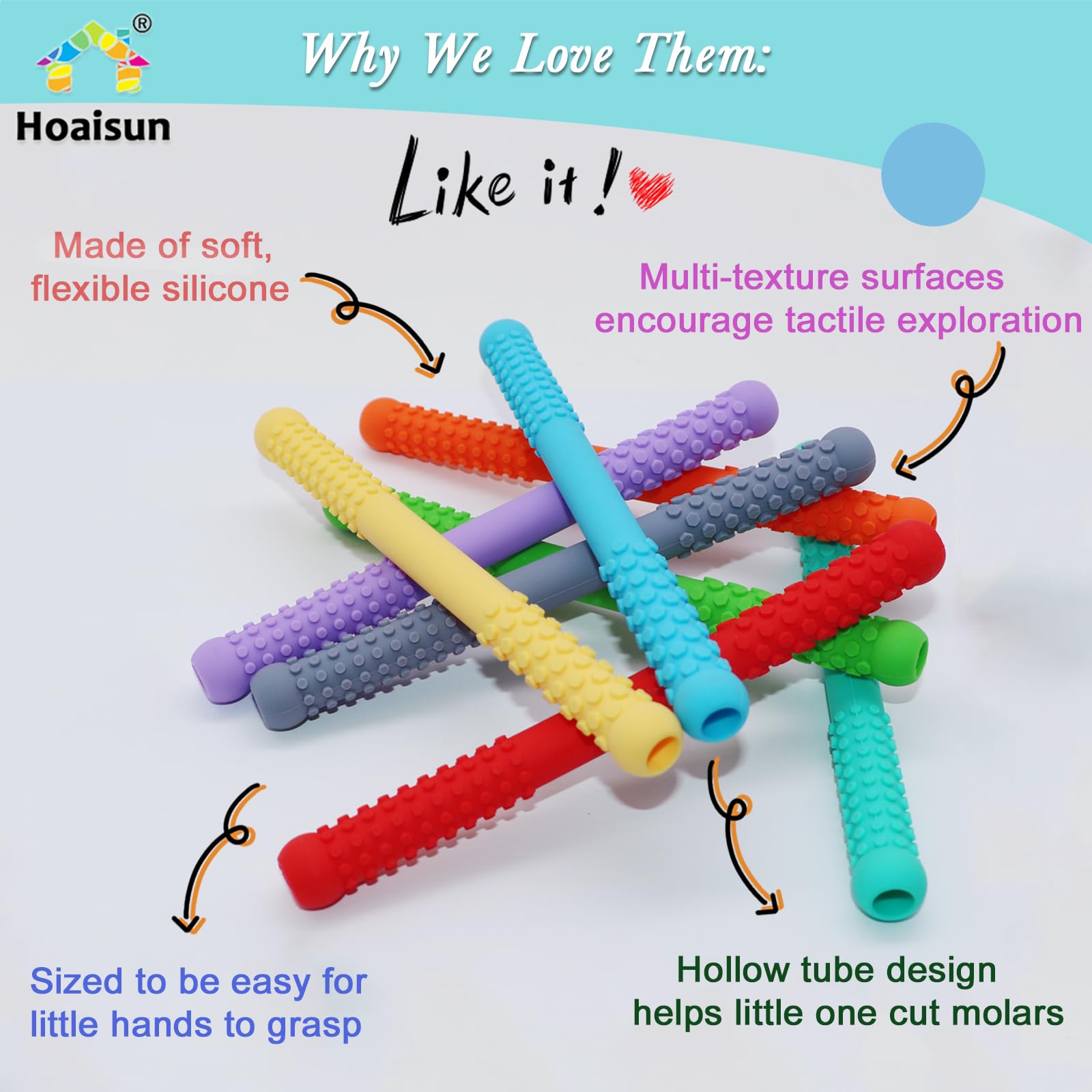 8 Pack Teething Straws Sticks for Babies 6-12 12-18 Months - Image 2