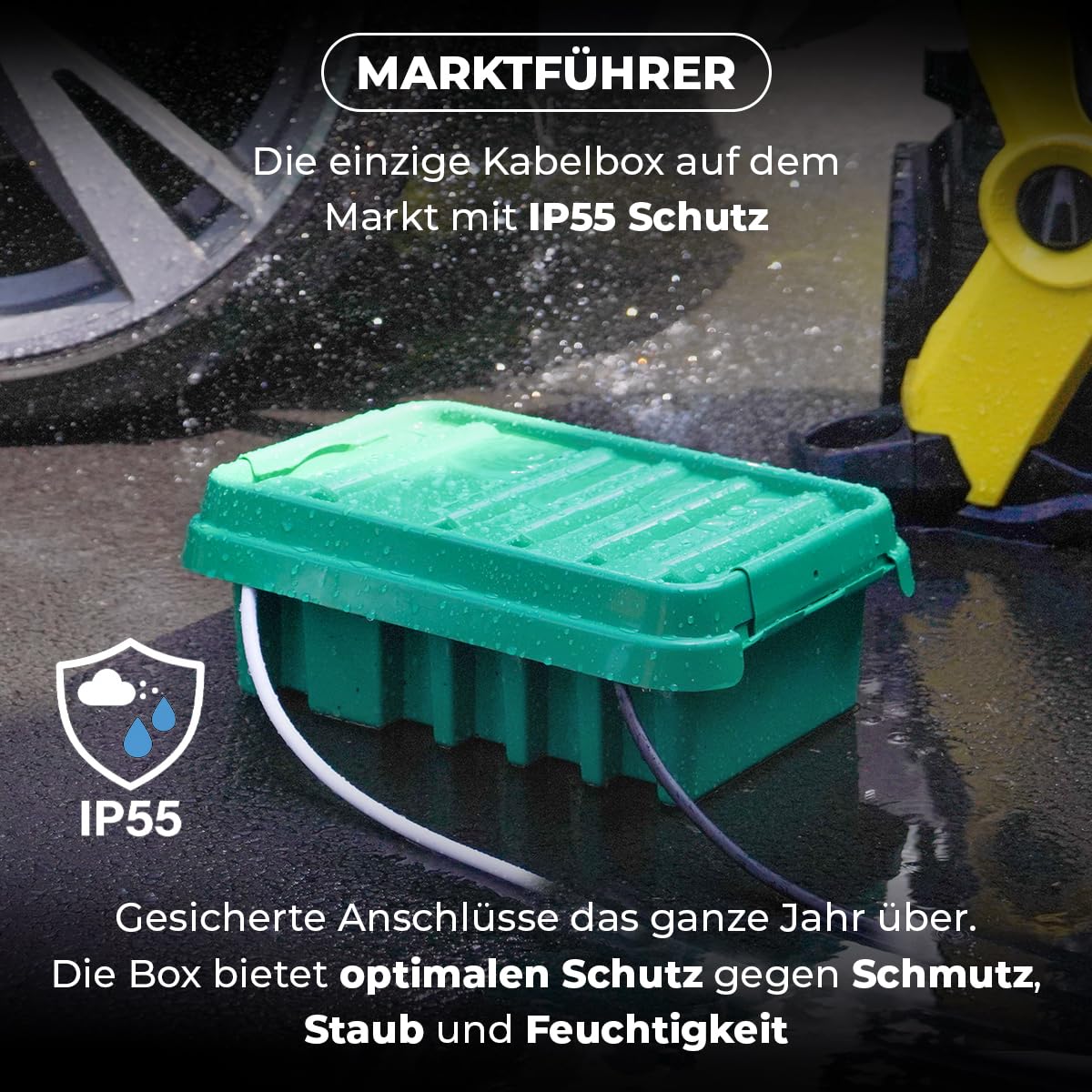 DRiBOX Groß IP55 Wetterfester Anschlusskasten für den Außenbereich Stromkabelgehäuse für Weihnachtsbeleuchtung, Zeitschaltuhren, Verlängerungskabel, Kabelrollen, Transformatoren (Groß, Grün)