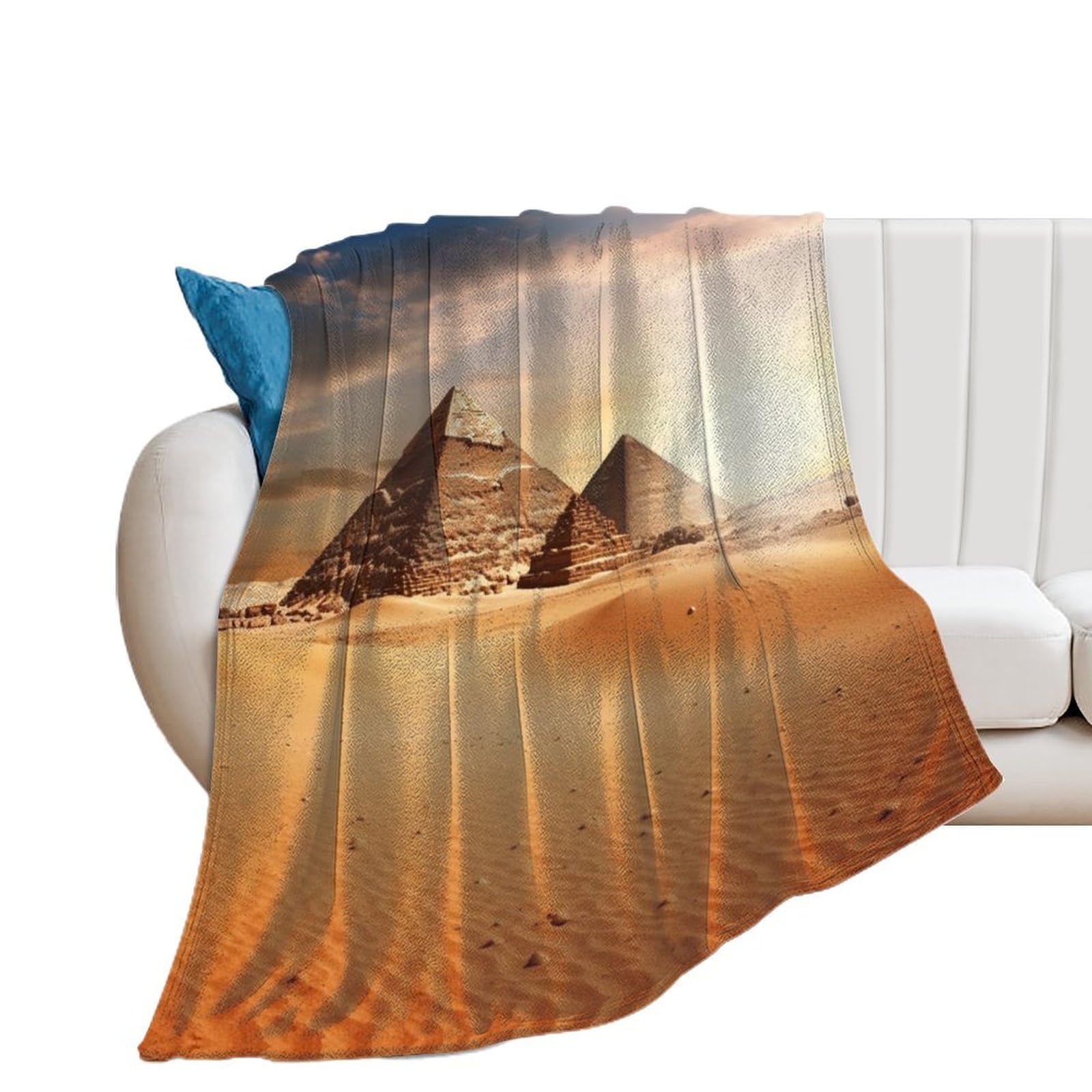 Couverture pyramide égyptienne en flanelle douce pour lit et canapé | 100x130 cm