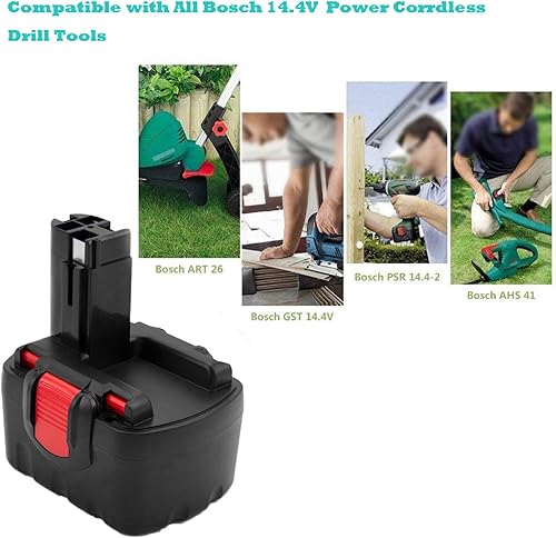 Miniatura 6 de CREABEST Paquete de 2 baterías Ni-MH de 3.5 Ah de 14.4 V compatibles con Bosch BAT038 BAT040 BAT041 BAT140 BAT159 13614 2607335275 2607335533