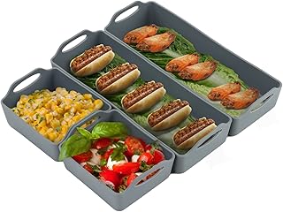 Sheet Pan Dividers Sheet Pan Dividers for Meal Prepping & Baking - Non Stick Baking Sheet Compatible w/Oven, Toaster Oven & Air Fryer - Dishwasher Safe Baking Pans Set of 4 - Silicone Baking Sheet