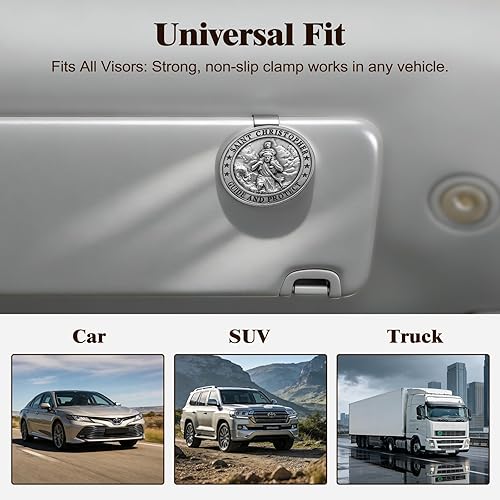 Miniatura 3 de Medalla de San Cristóbal para automóvil, clip de metal para visera de automóvil de San Cristóbal, regalos para hombres católicos, talismán