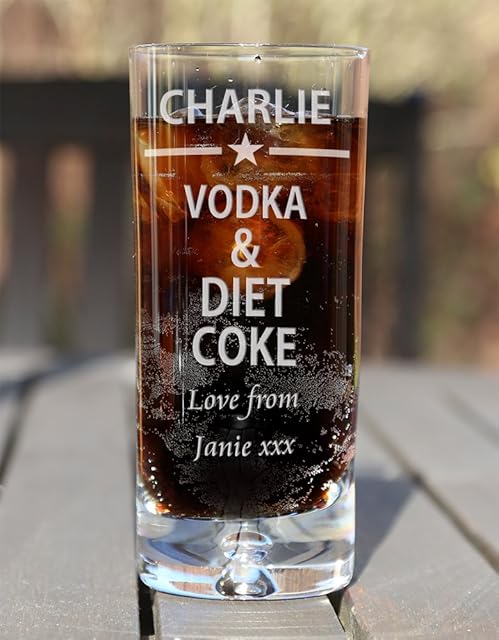Engraved Vodka & Diet Coke Glass Birthday Xmas Gift Star