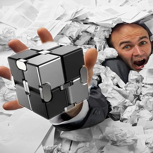 Miniatura 50 de Fidget Blocks Toys Infinity Cube Juguete para aliviar la ansiedad y el estrés para adultos, material de aleación de aluminio (rojo)