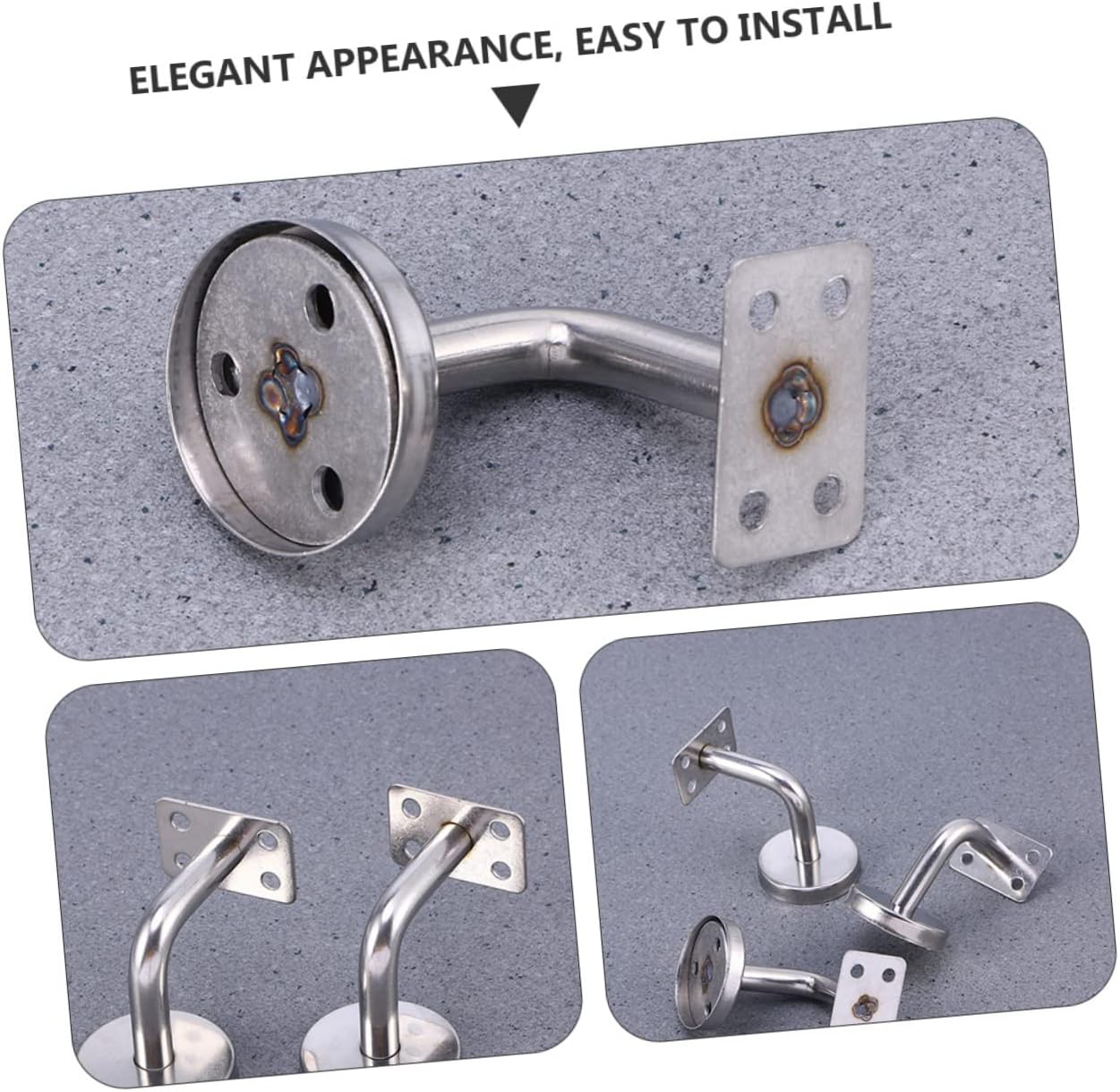 NUOBESTY 2pcs Banister Bracket Support Heavy Duty Handrail Holder Wall Mounted for Stairs Hotel Office