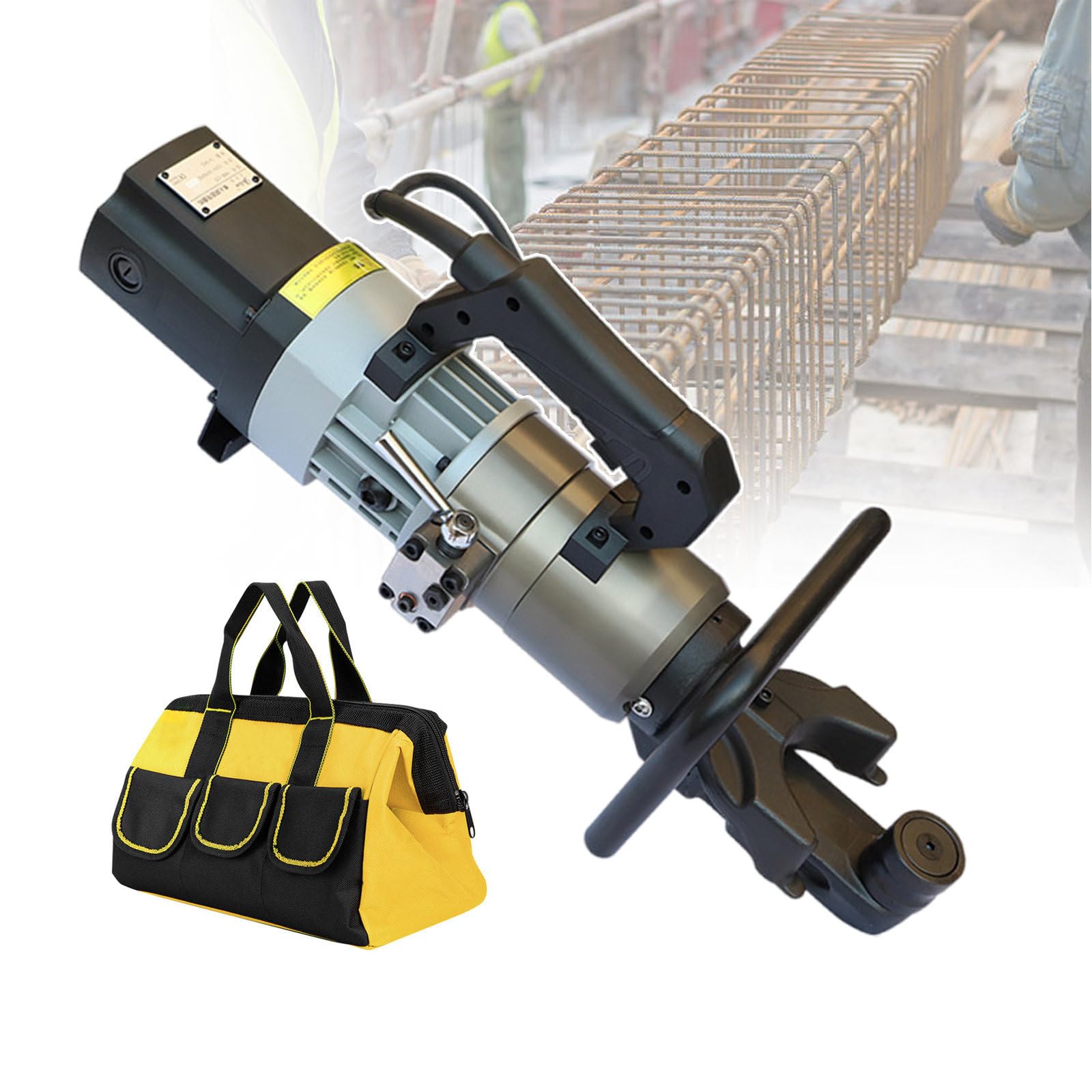 Cortadora De Varillas De Refuerzo Eléctrica, Dobladora Hidráulica De Varillas De Refuerzo con 2 Asas Y Bolsa De Herramientas, Dobladora De Metal Portátil para Tubos De Co
