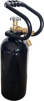 10 lb Co2 Carbon Dioxide Cylinder with 150PSI Fixed Flow Co2 Regulator and Protective Carry Handle, Inflating Off Road Tires