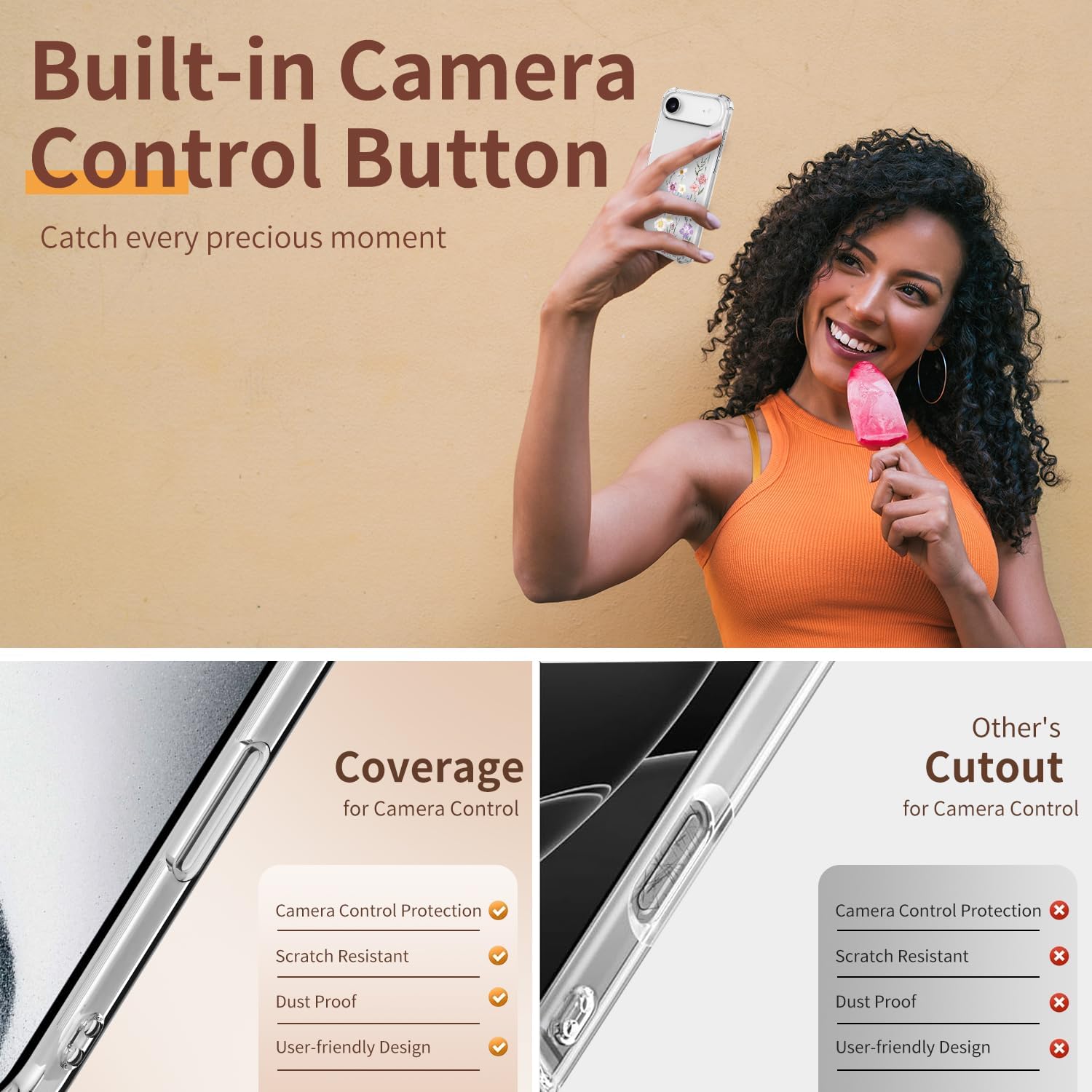 for iPhone 17 Air Case ,[3 in 1]with Screen Protector & Camera Lens Protector, Flower Pattern Design,Clear Soft Shockproof Slim Floral Phone Cover for Women Girls 2025 6.5" (Blooming Flowerets) - Image 5