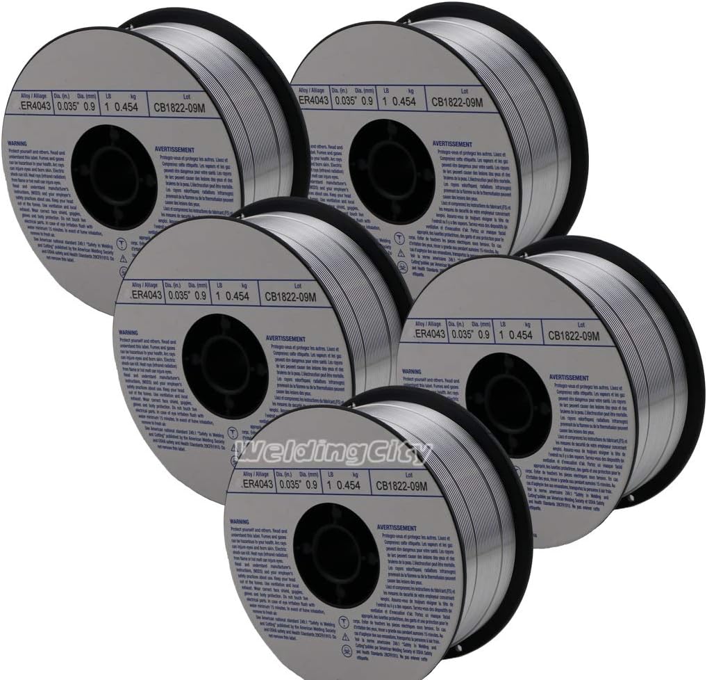 WeldingCity 5 Rolls of ER4043 Aluminum MIG Welding Wire 1-Lb Spool 0.035" (0.9mm) | Pack of 5