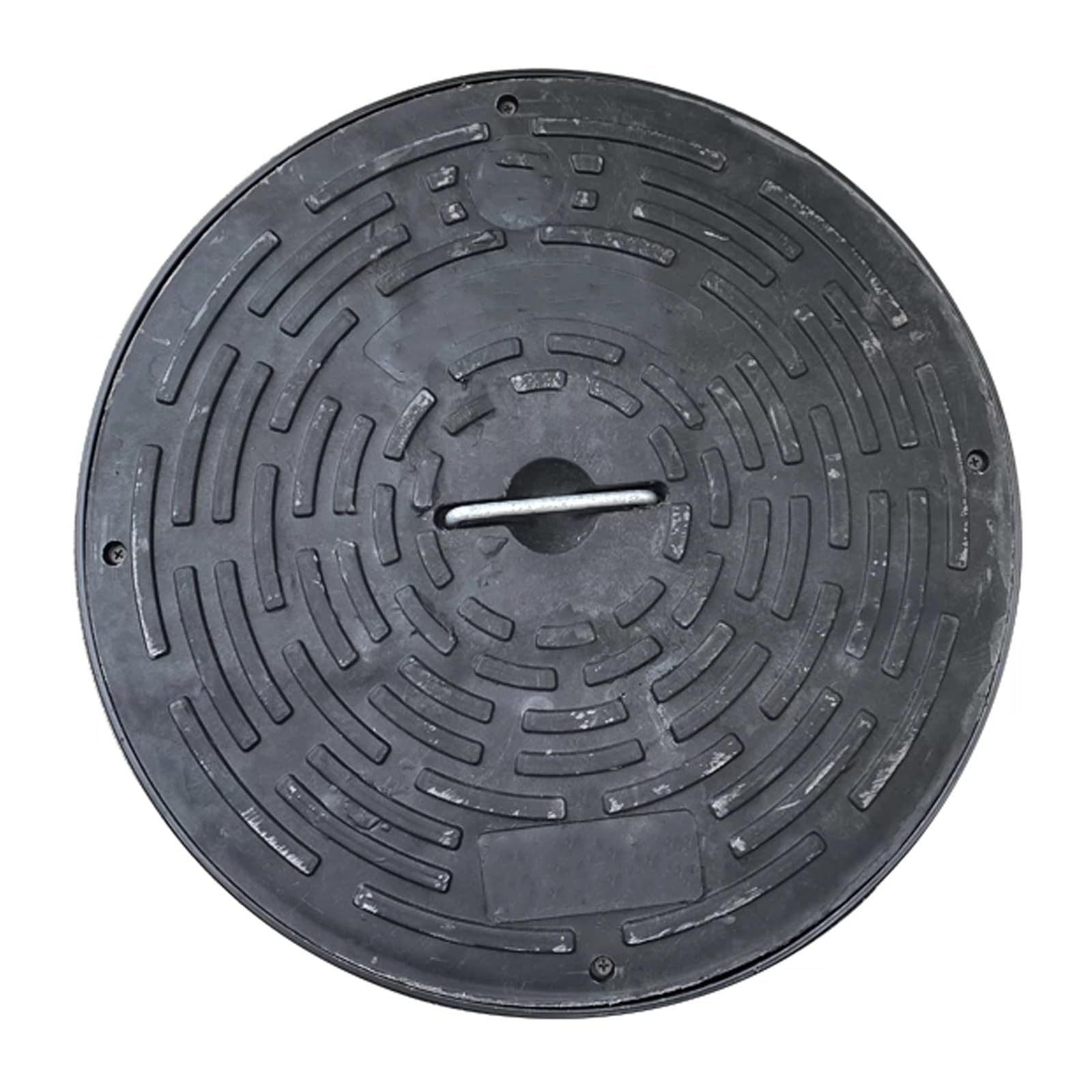 GJMSSMY 18in Black Plastic Septic Tank Cover with Handle, Round Drainage Manhole Cover for Garden, Driveway, Sidewalk, Pond Drainage Access, 46cm