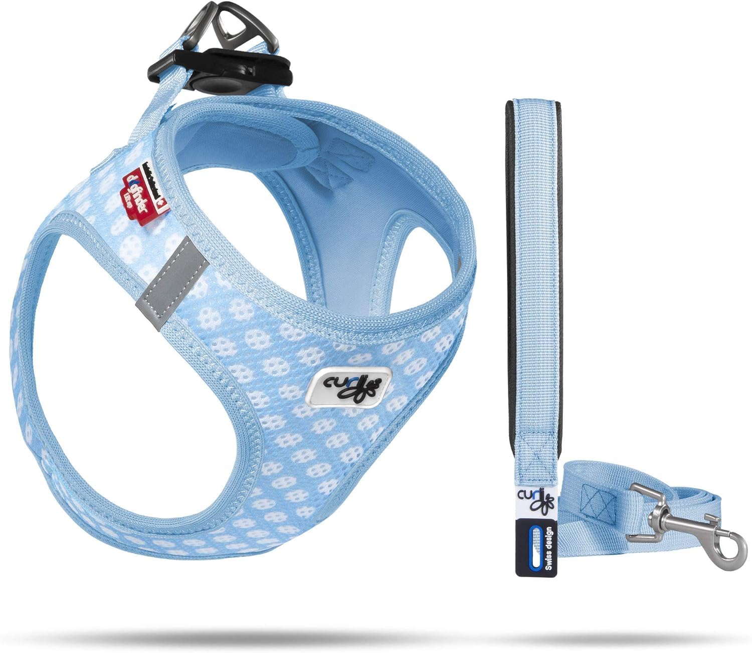 Vest Harness Air-Mesh Skyblue-Circles M & Leash L