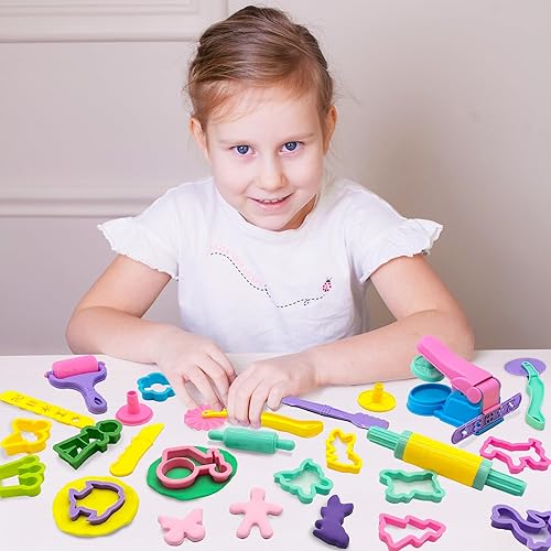 Miniatura 4 de Playdough Tools - Juego de 36 herramientas de masa de juego para niños con cortadores de masa de juego, rodillos, rodillos, extrusora de masa