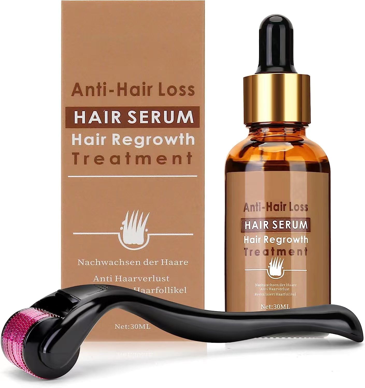 Derma Roller - Micro needling 540 Needles 0.5mm + Hair Serum,Anti Hair Loss,Hair Growth Serum, Natural Herbal essence Anti Hair Loss Hair Serum,Hair Growth & Hair Thickening