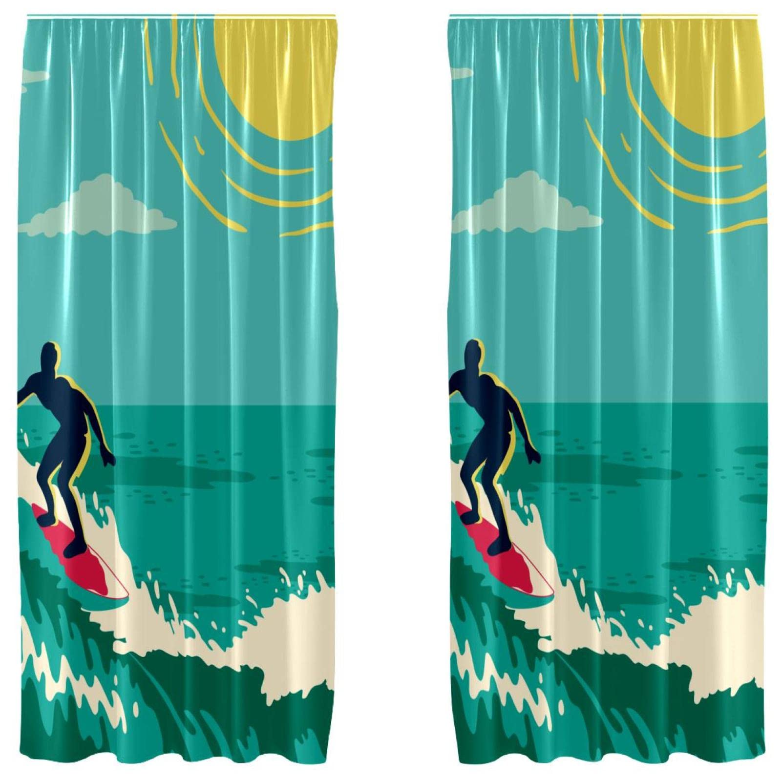 Cortinas vintage de playa para estancias oscuras: paneles ligeros decorativos de 55x84