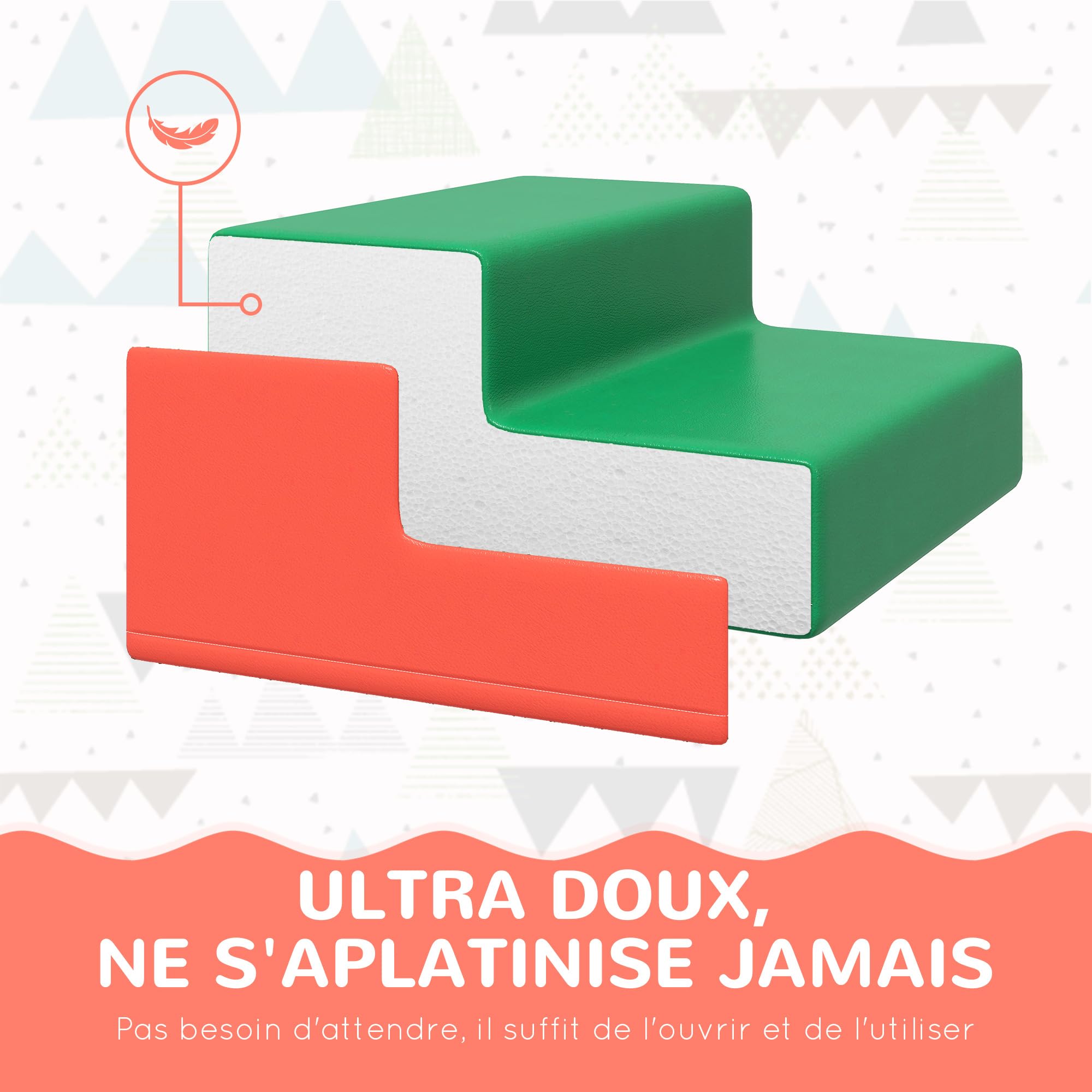 HOMCOM Parcours motricité bébé 4PCS, Module motricité bébé en Mousse EPE avec Housse en revêtement synthétique, Blocs Mousse de Construction, Jouets éducatifs Enfants d'âge préscolaire, Multicolore