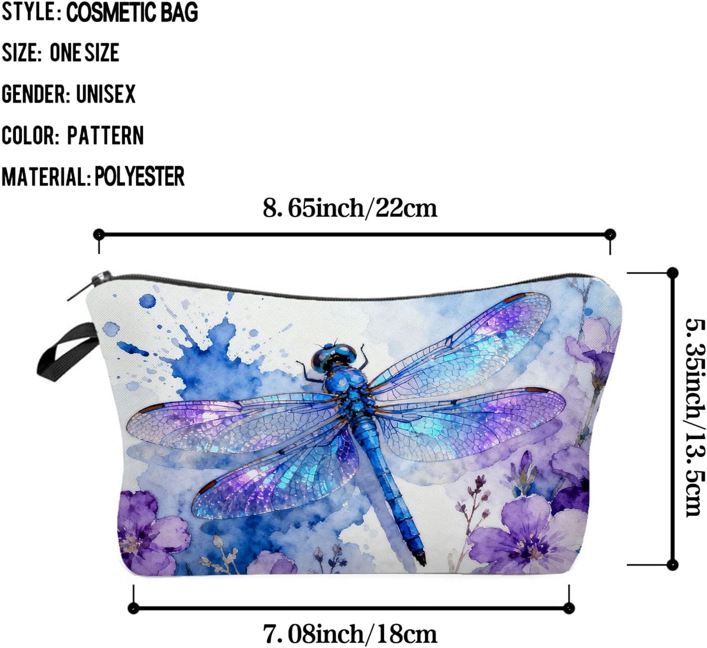 Livel lhood Watercolor Dragonfly Cute Small Makeup Bag image 2