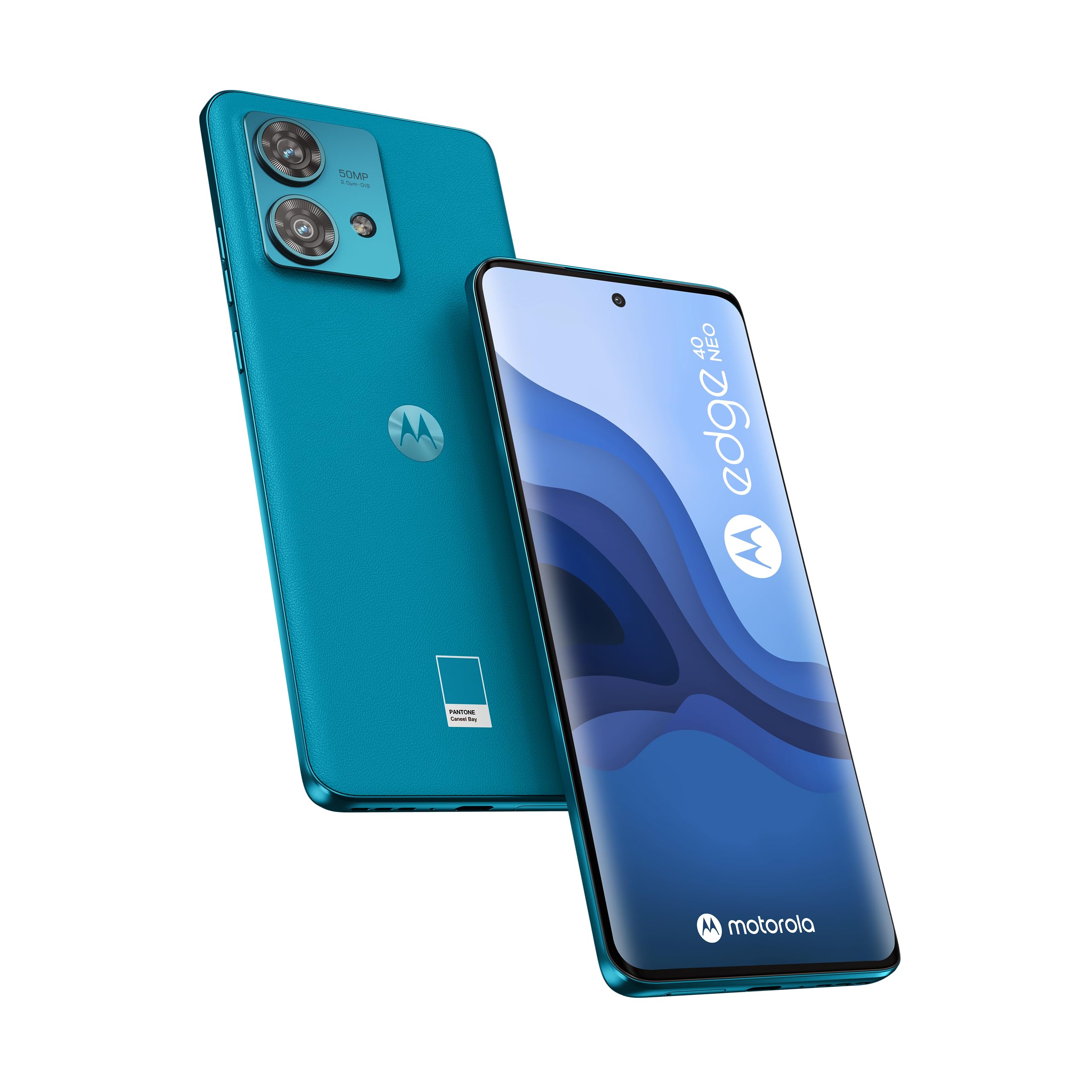 Motorola Edge 40 Neo 12Go 256Go, écran 6,5", Batterie 5000 mAh, Smartphone débloqué 5G Bleu Caneelbay, Chargeur, câble USB et Coque de Protection