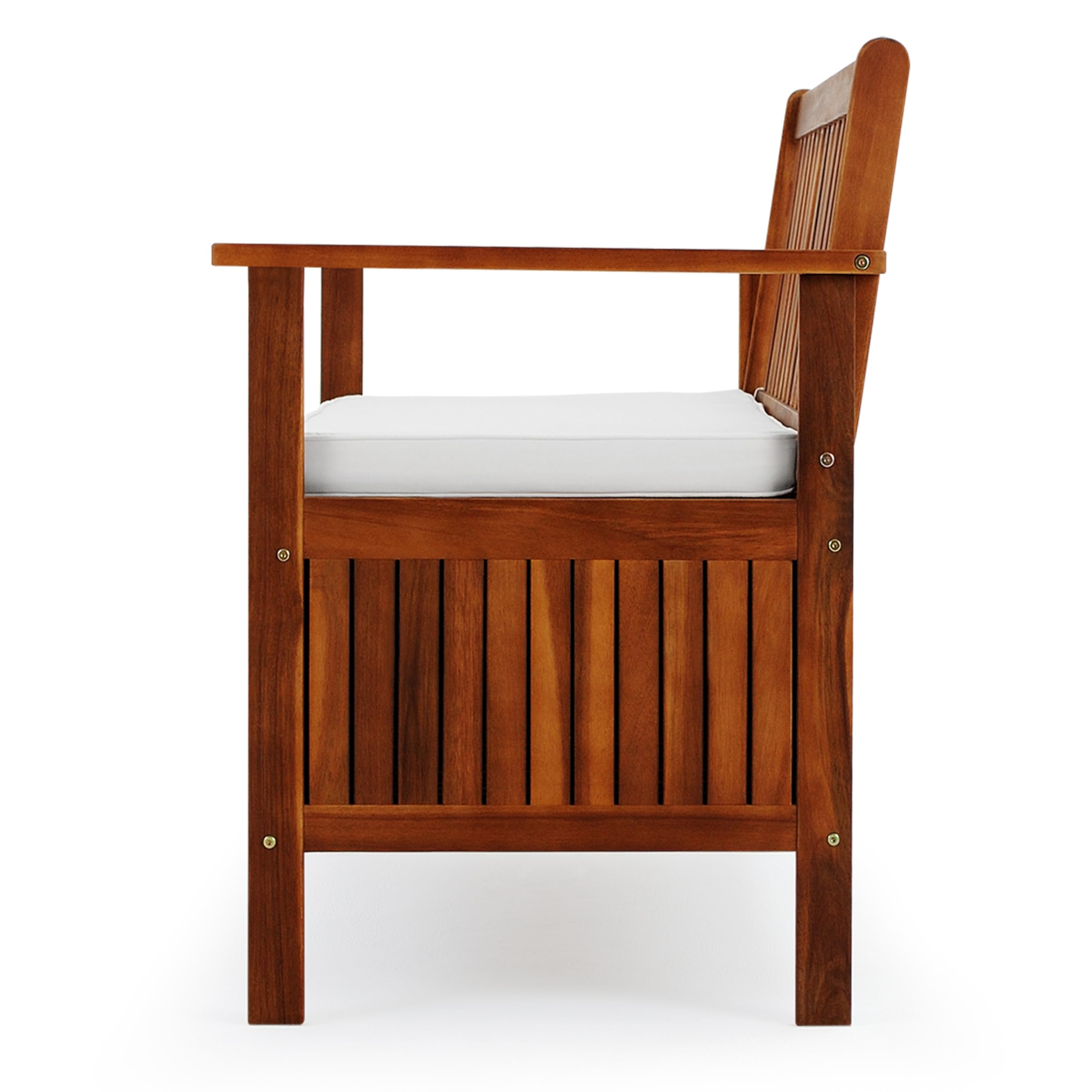 Casaria® Gartenbank Gartenbox Wetterfest Holz 320kg Belastbarkeit Staufach Sitzauflage Regenplane Garten Balkon Sitzbank Parkbank 120x84cm Akazie