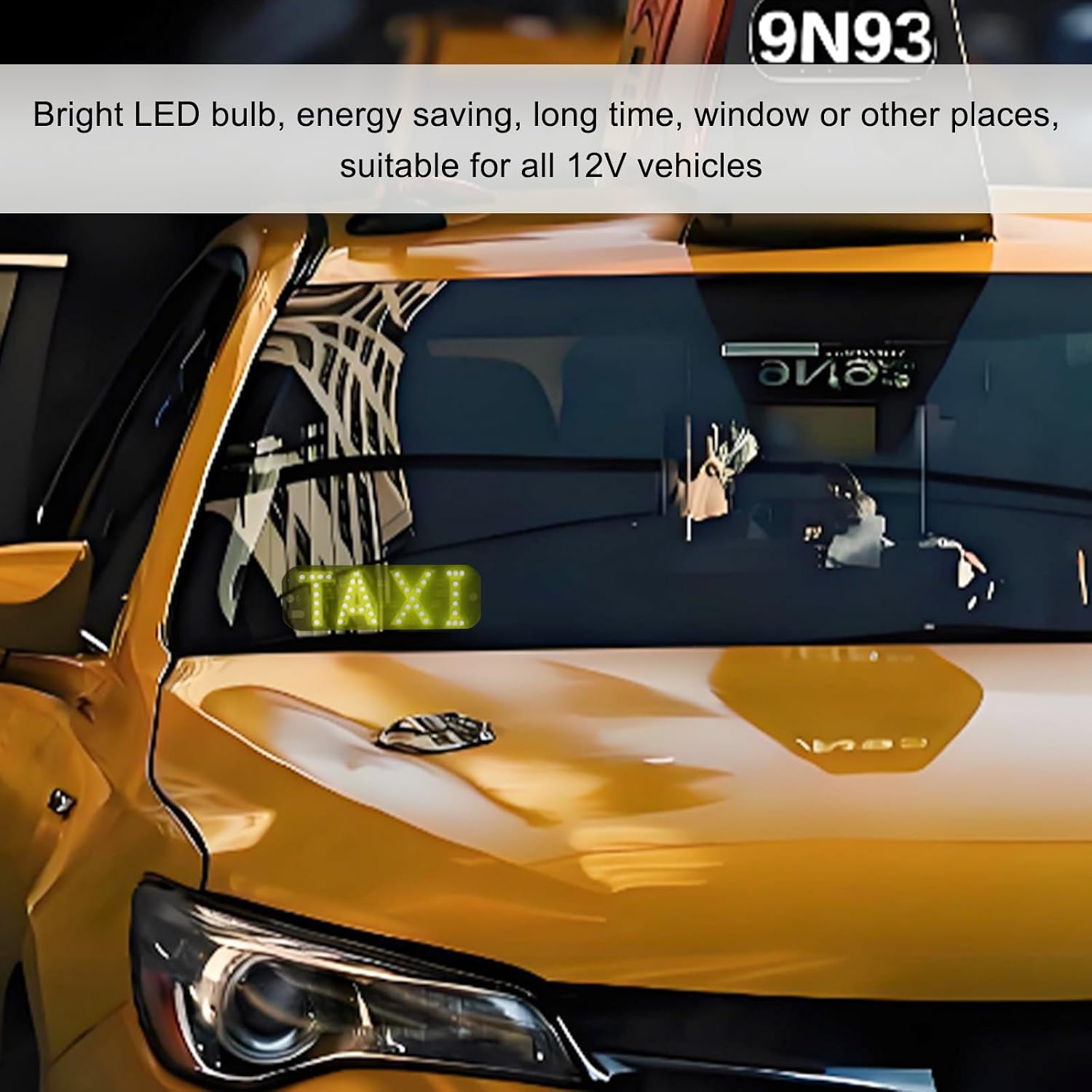 DXNQ Taxi LED Sign Decor, Bright Taxi Led Windscreen Cab Indicator Lamp Signal Light with DC12V Car Charger Inverter(Switch Cigarette Lighter), Taxi Light with Suction Cups (Yellow, Cigarette Lighter)