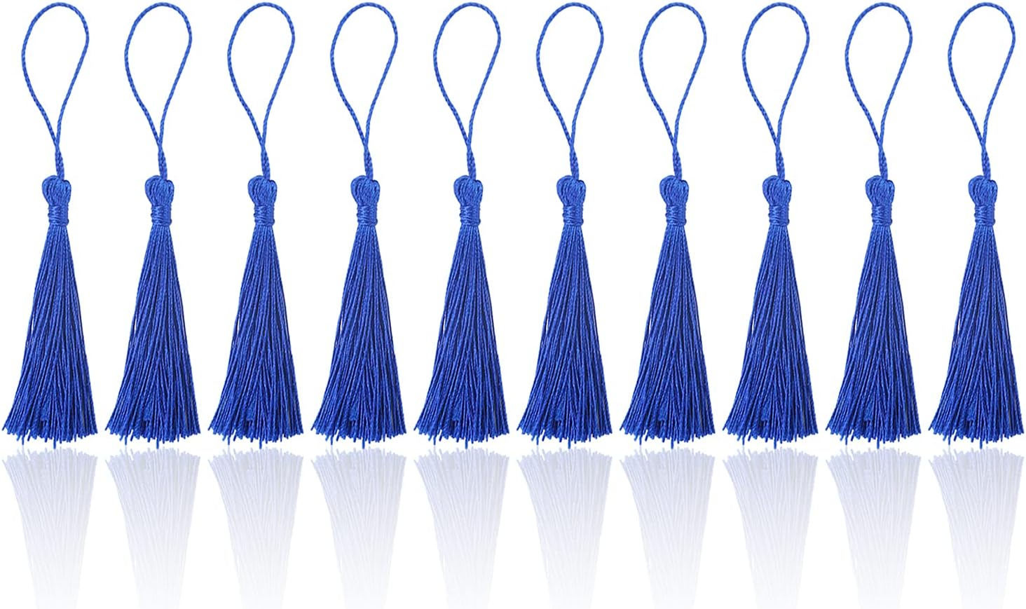 BOROLA 25 Pcs Handmade DIY Tassels 13cm/5 Inch Silky Soft Craft Mini Tassels for DIY Projects, Jewelry Making, Decoration, Bookmarks (Blue)