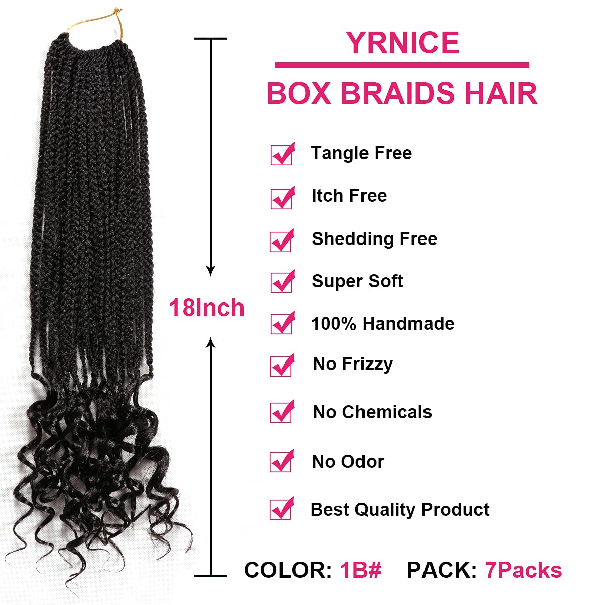 7 Packs 18 Inch Crochet Box Braids Hair with Curly Ends Prelooped Goddess Box Braids Crochet
