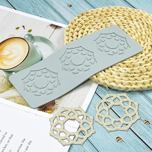 Miniatura 10 de Molde de silicona 3D de patrón múltiple geométrico para fondant, almohadilla de encaje para pasteles, molde de silicona para pasteles, fondant,