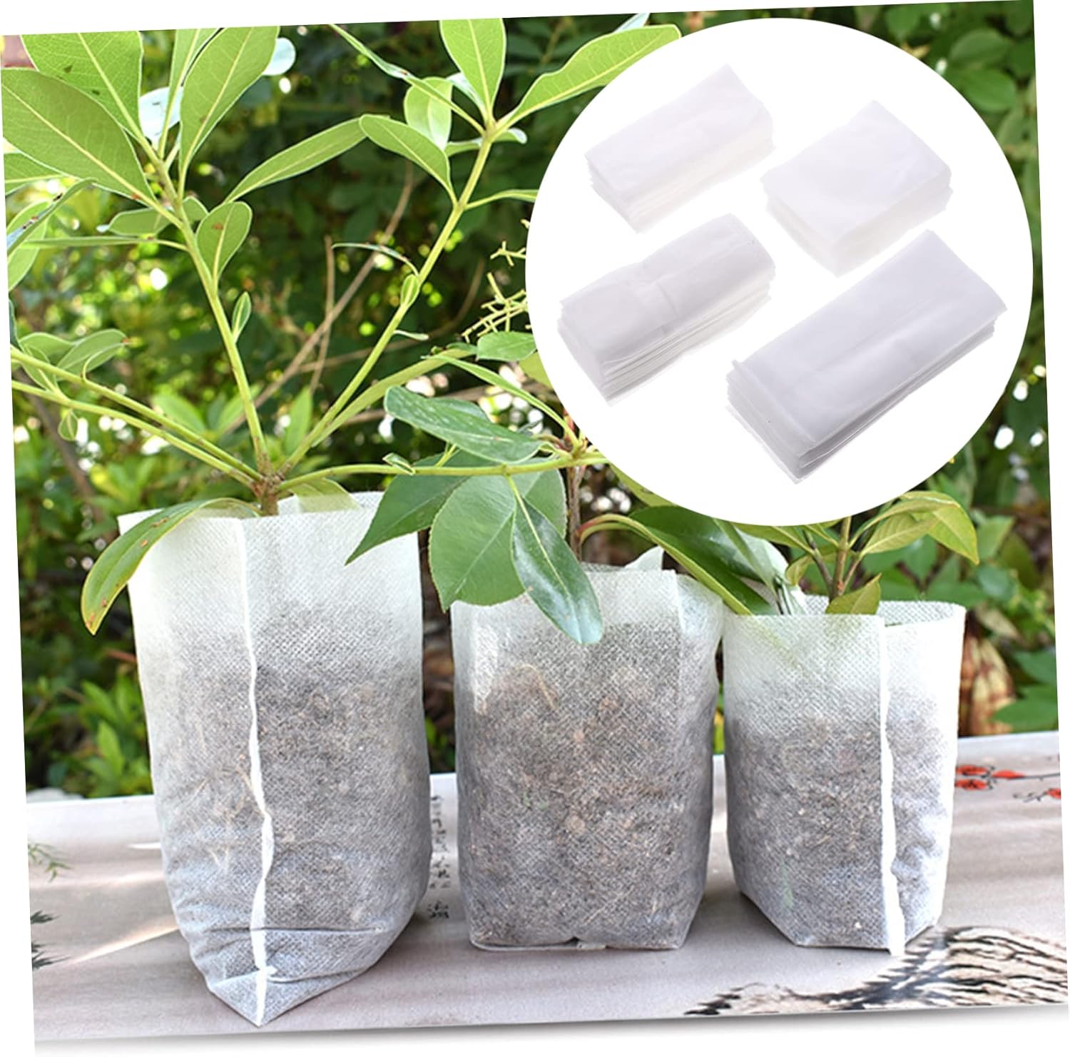 POPETPOP 3sets Water Retention Non-Woven Plant Grow Bags 4 Sizes for Vegetable and Flower Nursery 400pcs*3