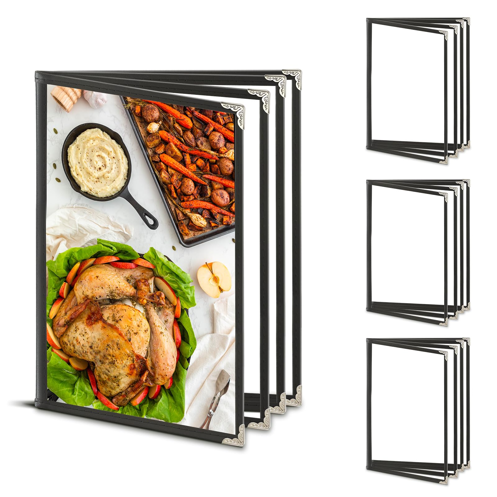 4Pack Menu Covers 8.5 X 11 Inch,Menu Holder 4 Page 8 View Transparent Restaurant Menu Cover Book Fits 8.5x11" Standard Size, Clear Menu Sleeves,