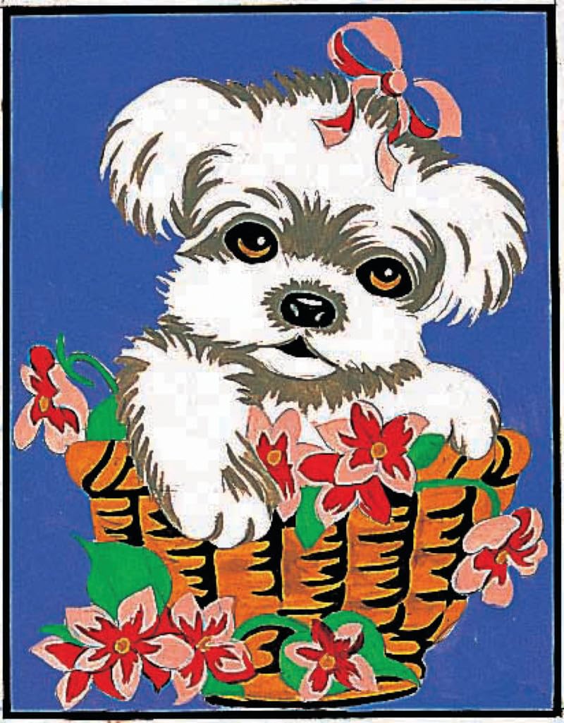 Kit Canevas Chien MegaCrea toile imprimée 20x25cm sans broderie complexe
