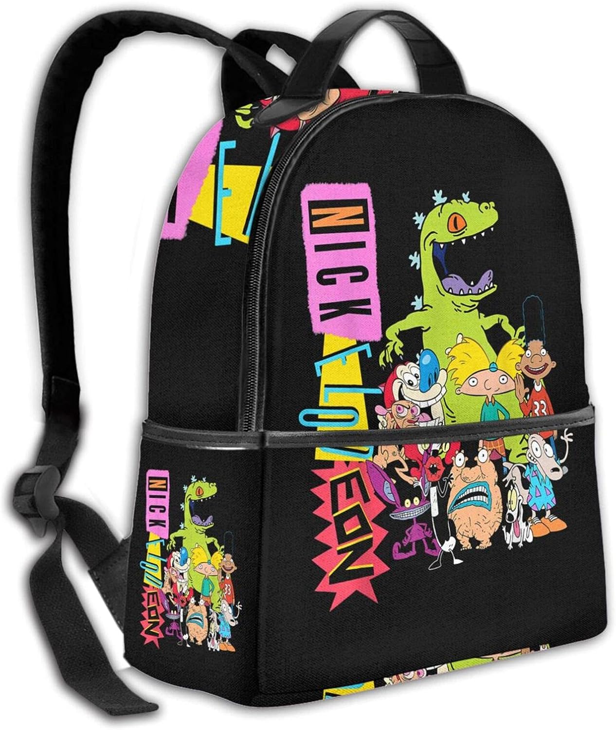 Hey Arn-Old Black Backpack, Classic Men's and Women's Backpack with Cartoons. image 2
