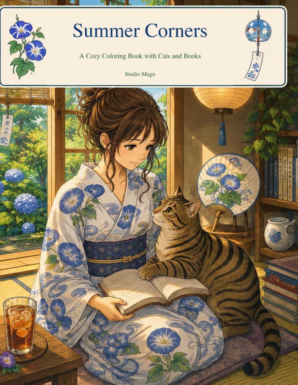 Summer Corners: A Cozy Coloring Book with Cats and Books