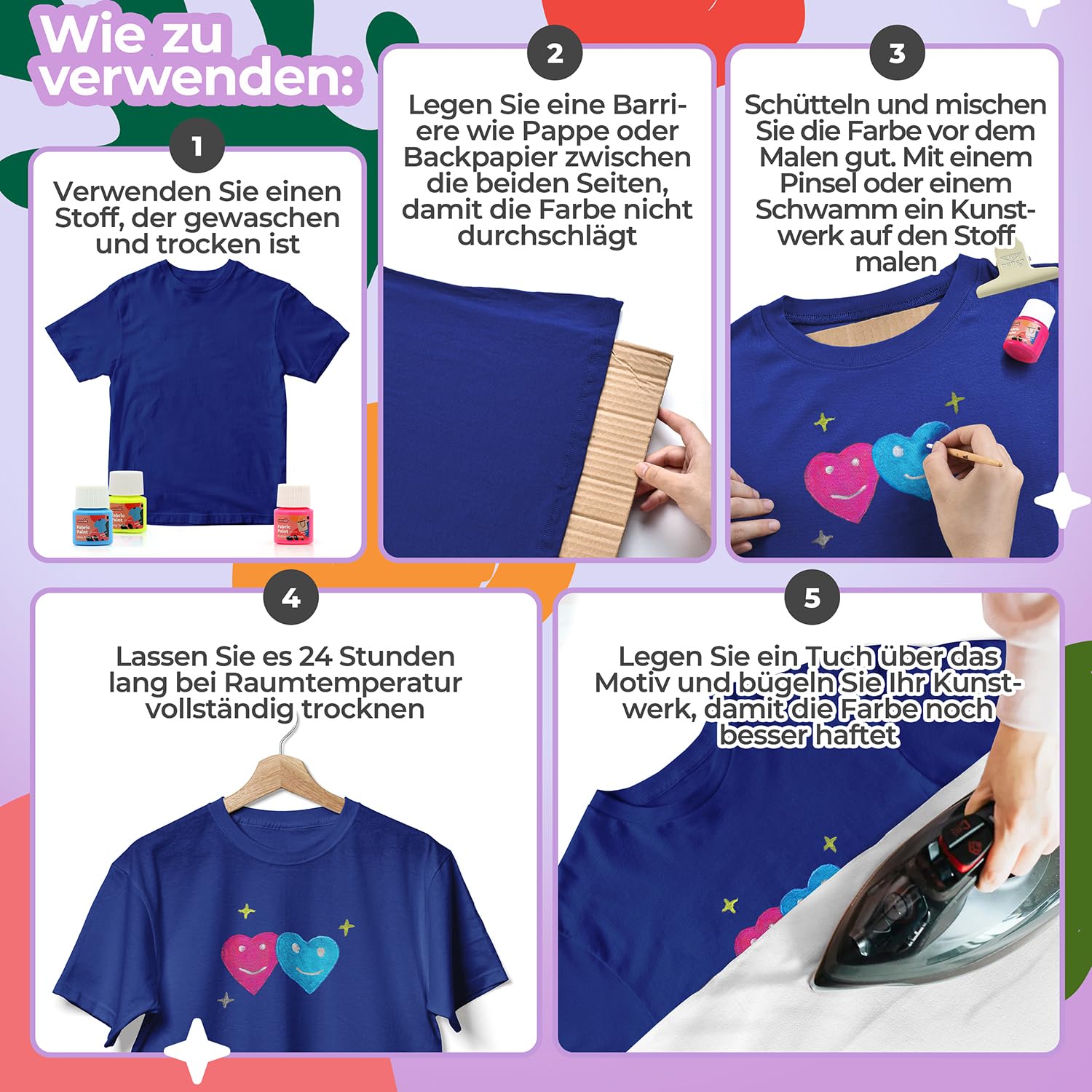colozoo Glas & Porzellanmalfarbe & Textilfarbe Set für Kinder & Hobby-Künstler, 28x20ml Bastelset zum Bemalen von Tassen, Keramik & T-Shirts, Spülmaschinenfest & Waschmaschinenfest