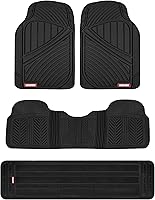 Motor Trend 3-Row All-Weather Rubber Floor Mats & Liners for Car SUV Van - Heavy Duty, Trim-to-Fit, Full Coverage Black MT-773-801-BK