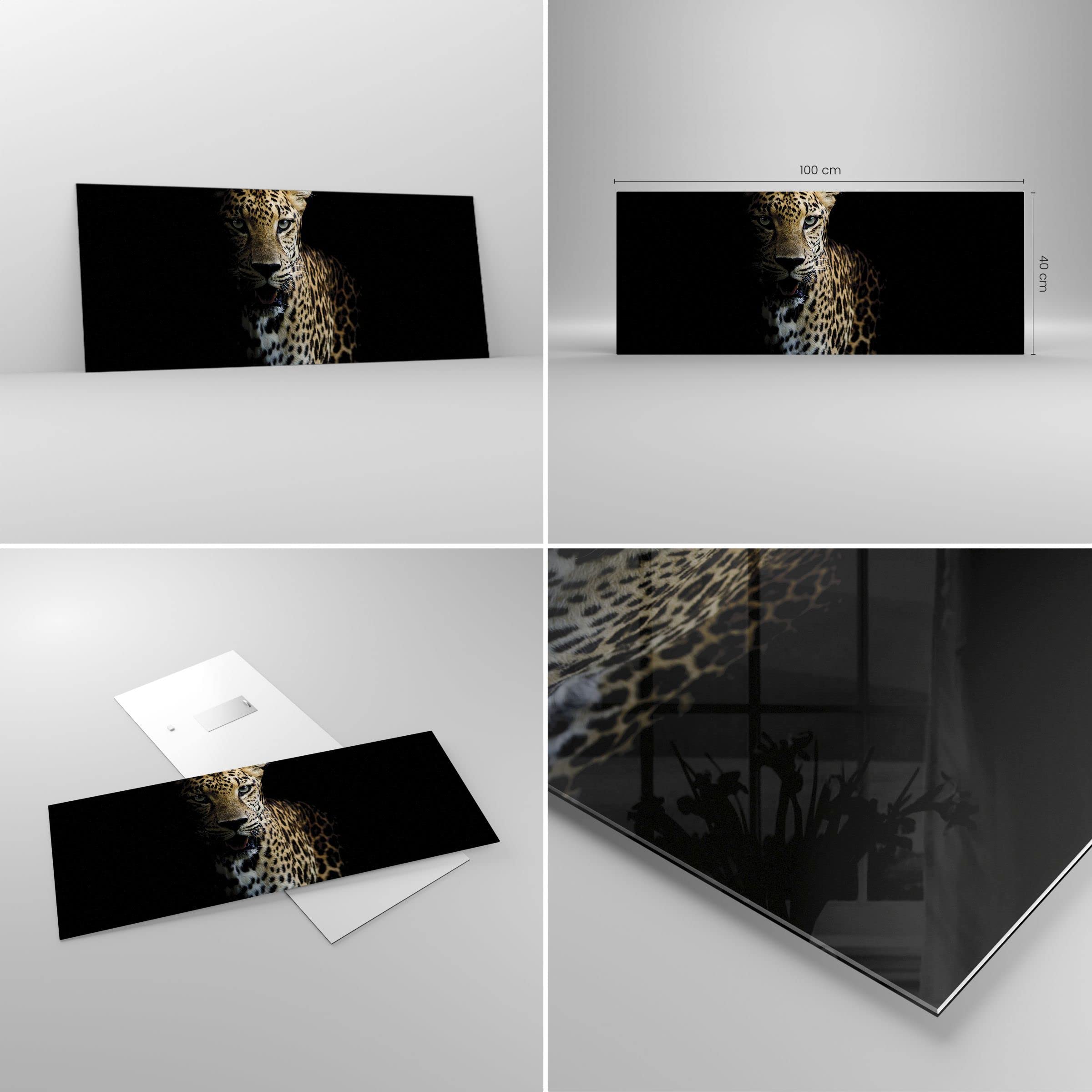 ARTTOR Vidrios decorativos 100x40cm Cuadro Sobre Vidrio Moderno Sombra Leopardo Pantera Grande Cocina Cuadros Pared Impresiones Decoracion Salon Impresión en Cristal Wall Art Prints GAB100x40-4585