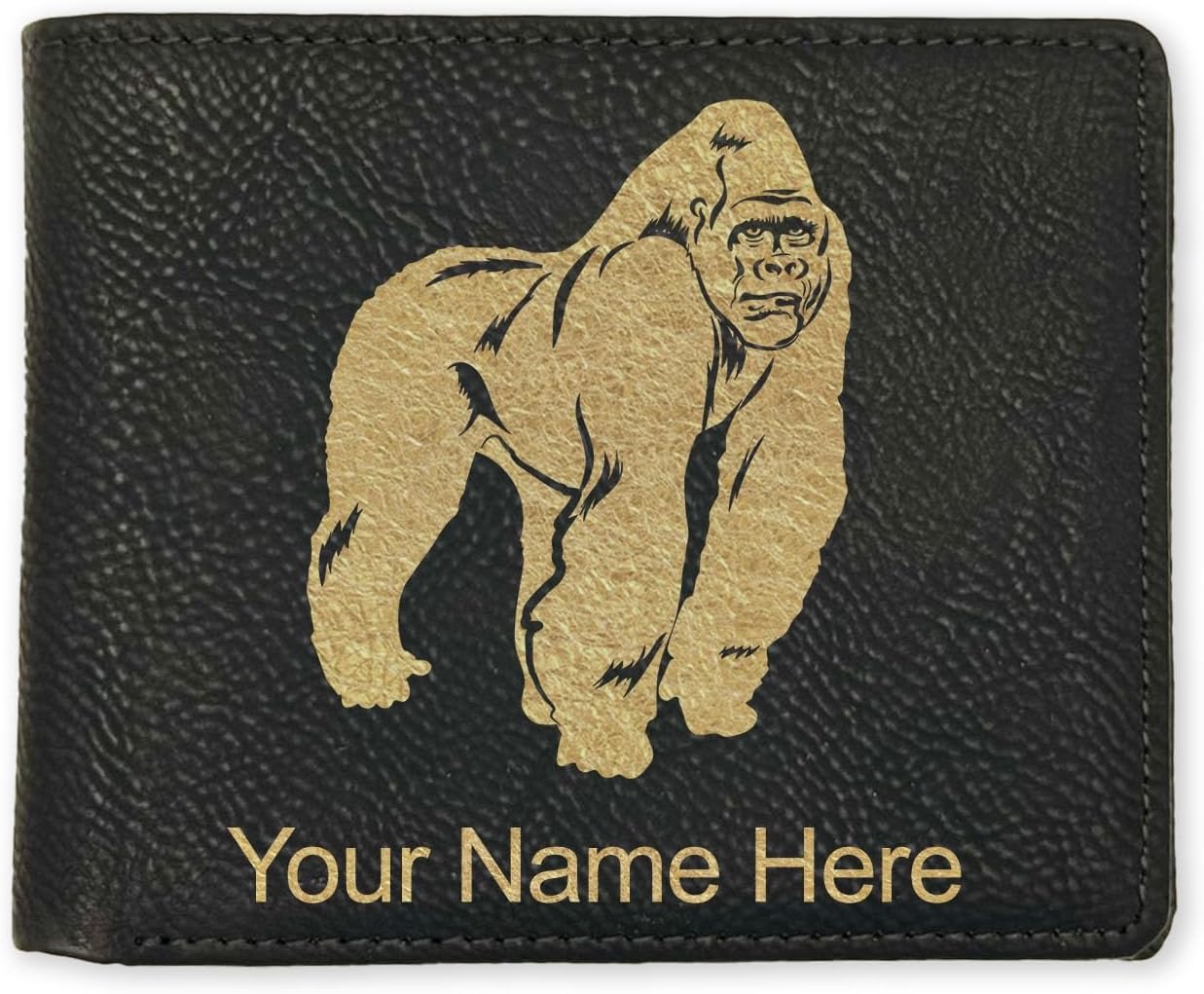 LaserGram Faux Leather Bi-Fold Wallet, Gorilla, Personalized Engraving Included (Carbon Fiber Red)