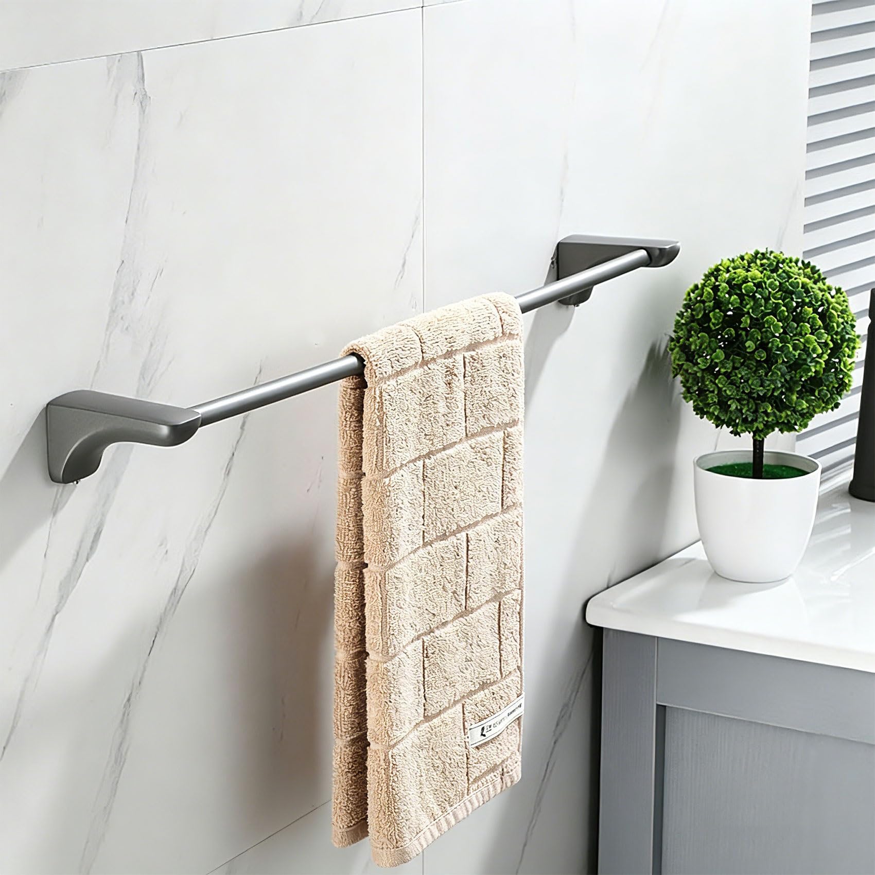 Premium Rustproof Stainless Steel Double Towel Rack, No Drill Wall Mounted Towel Holder for Bathroom Kitchen Hotel Shower, Apparment Essentials, Modern Style(Single,60cm/23.6in)