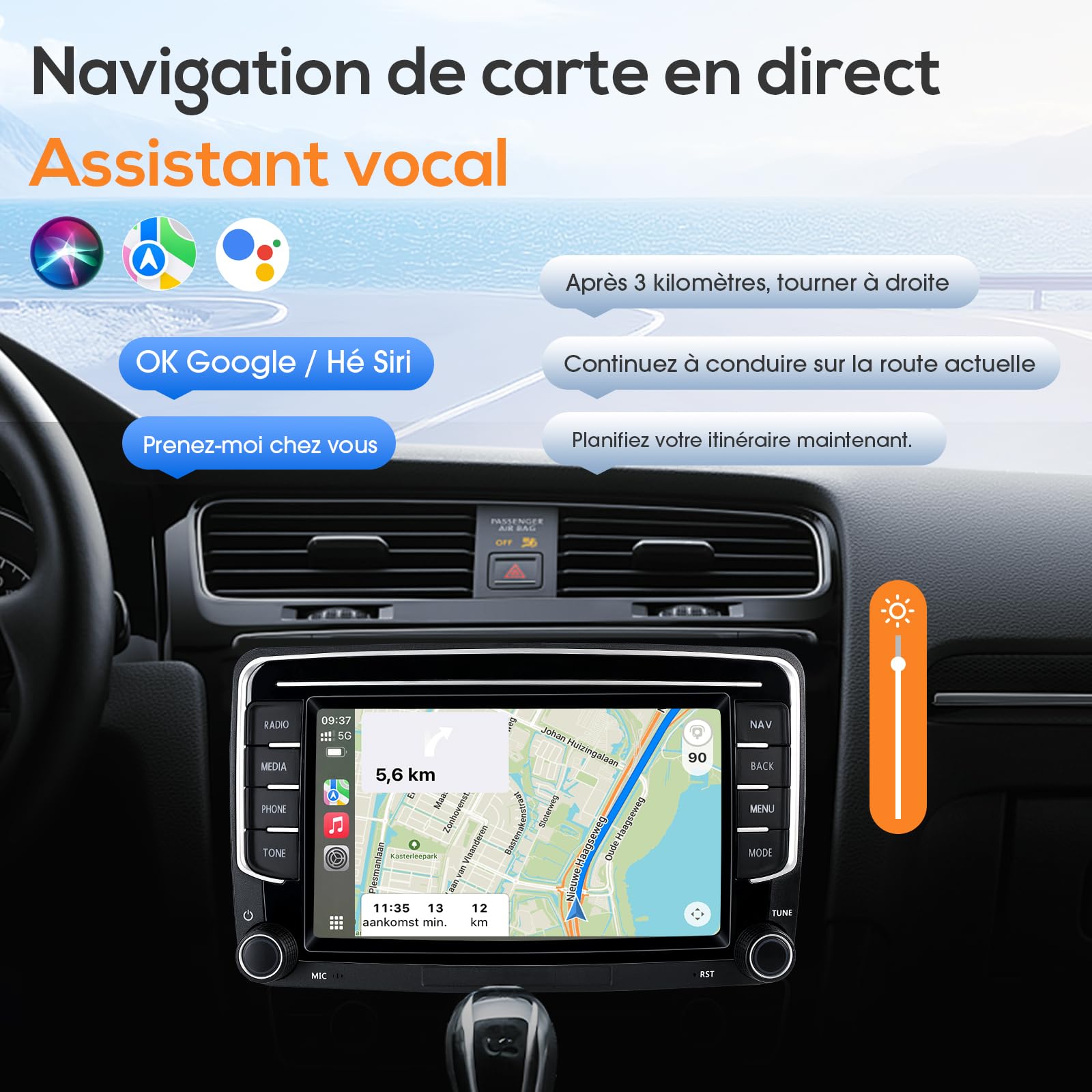 Haudio 2 Din Autoradio avec Apple CarPlay et Android Auto Sans Fil, Écran de Voiture 7 Pouces avec Canbus,Bluetooth,Mirror Link, FM/AM/RDS/SWC Autostereo pour VW Golf 6, Passat,Polo,Tiguan,Jetta&Skoda